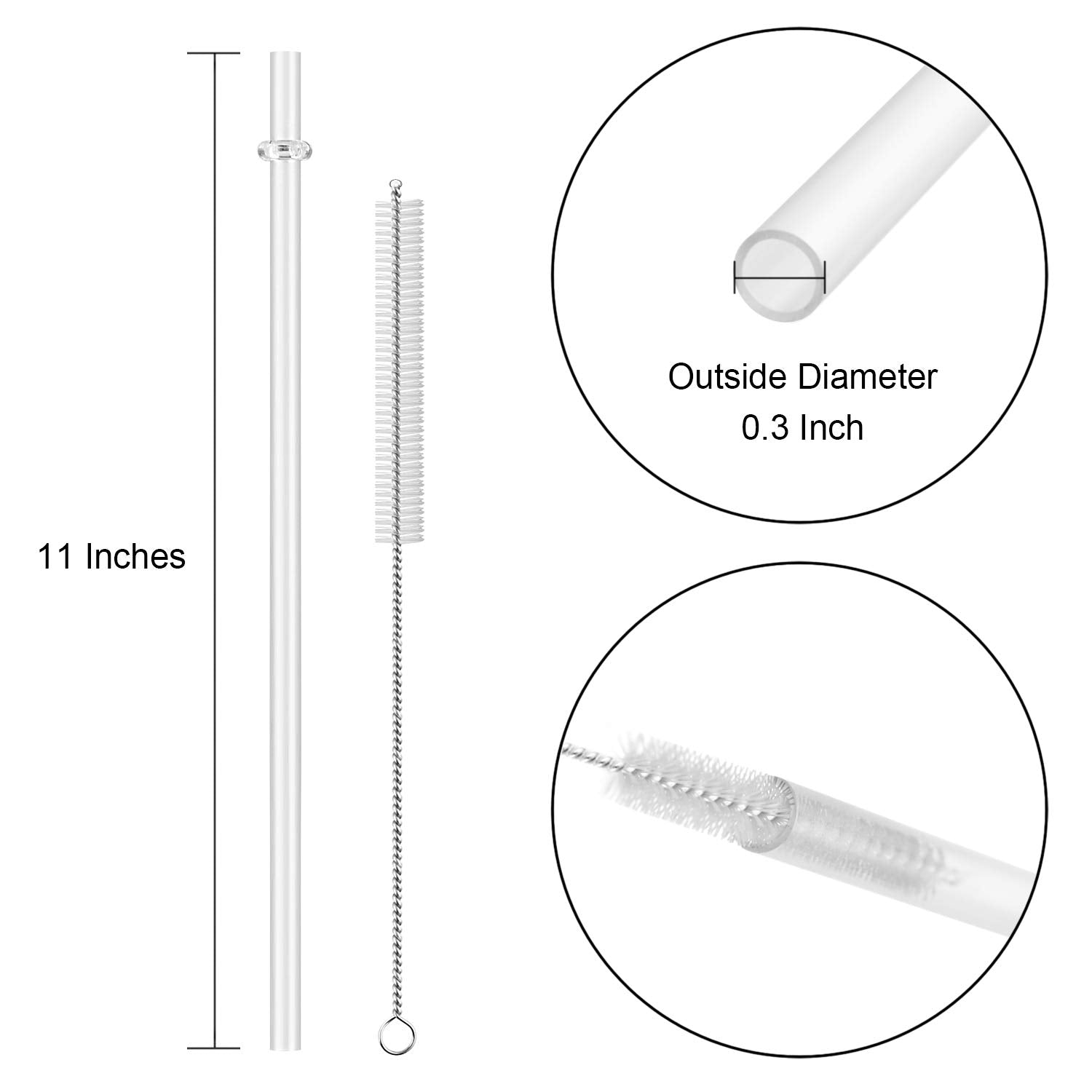 12 Pieces 11 Inches Clear Reusable Plastic Straws for Tall Cups  Tumblers and Mason Jars  BPA-Free Drinking Straw with 1 Cleaning Brush  NOT DISHWASHER SAFE
