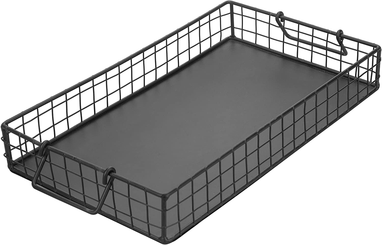 Indian Decor 44218 Classic Black Metal Wire Serving Tray With Handles, Rectangular Decorative Tray