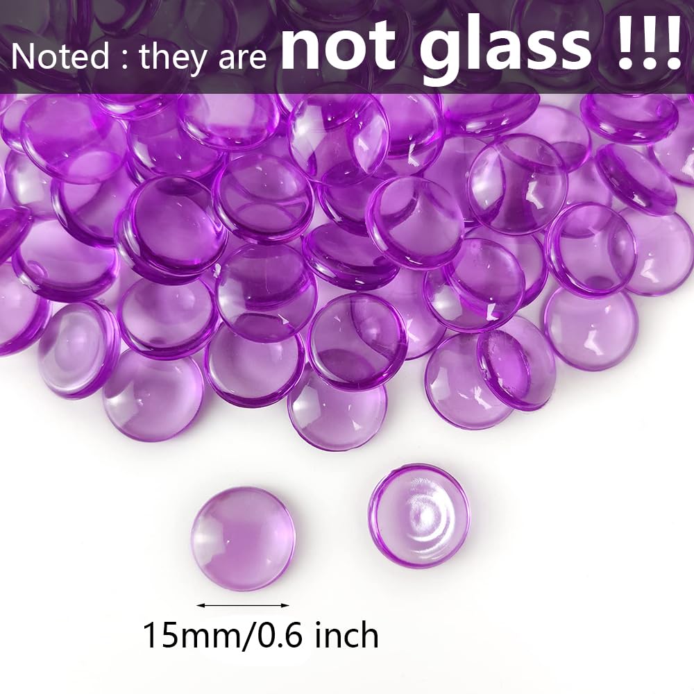 HappyFiller Fall Halloween Decor 630 PCS 0.6 inch Bright Purple Acrylic Flat Marbles No Broken Vase Fillers,Makeup Brush Holder