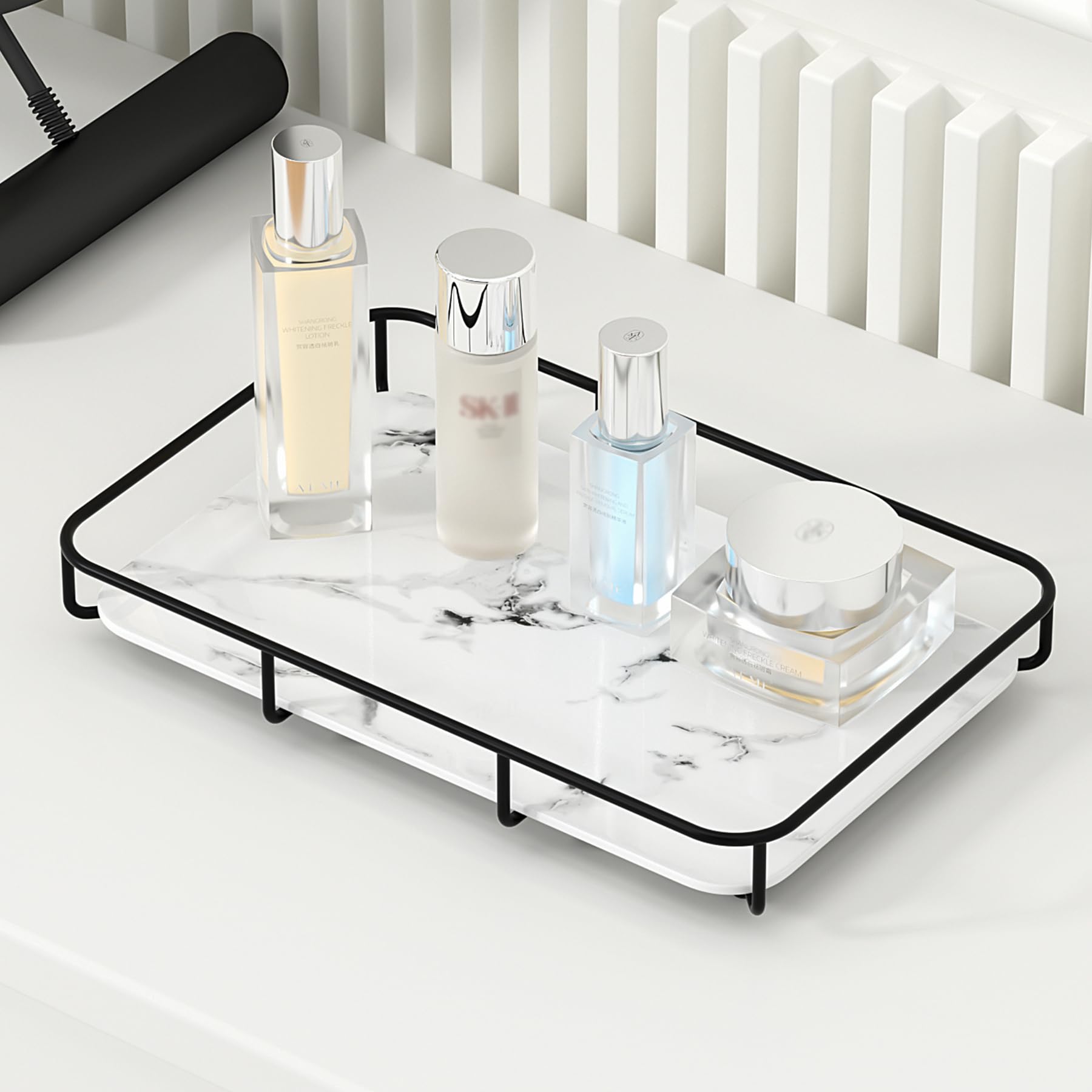 Dobbyby Vanity Tray Makeup Organizer Cosmetics Storage Bathroom Skincare Organizer Countertop Display Rack In Dresser Stainless