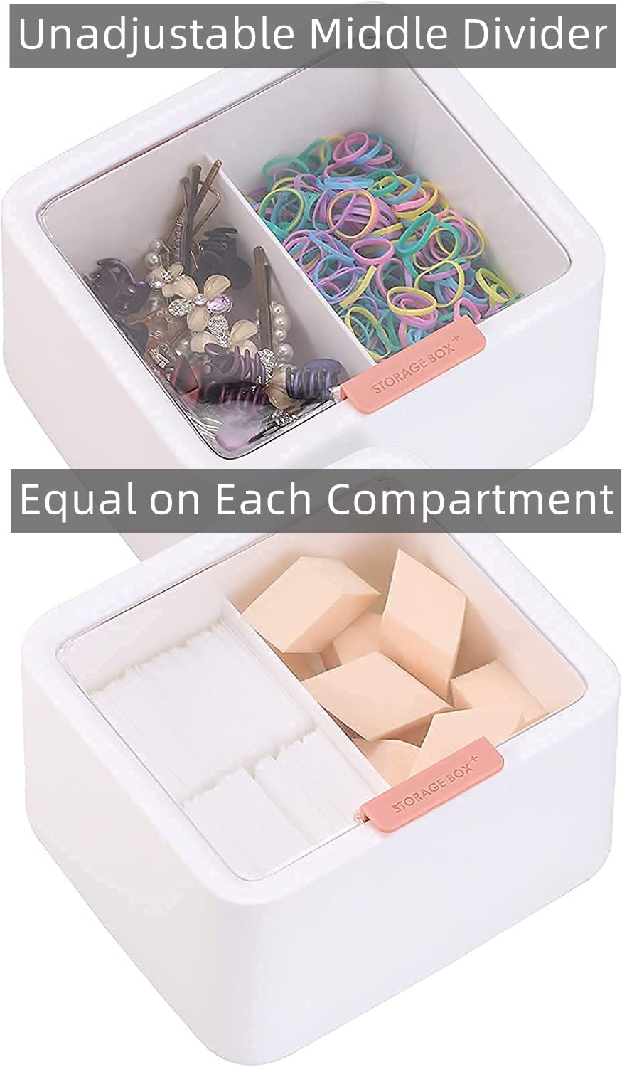 Tecbeauty 2Pcs Qtips Holder - Large Cotton Swabs Dispenser Bathroom Canisters Cotton Balls, Cotton Pads Storage Container, Hinge