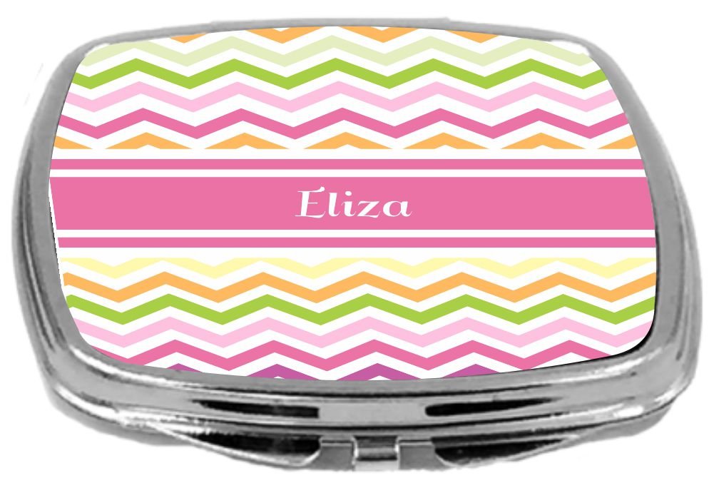 Rikki Knight Pink Chevron Name Design Compact Mirror, Eliza, 3 Ounce