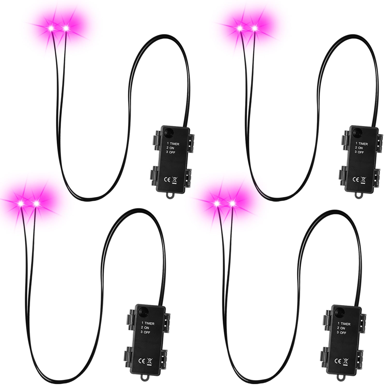 4 Pack LED Light Up Eyes Halloween Decorations, Glowing Purple Eyes for Masks, Pumpkins & Skeletons, Waterproof LED Eye Lights w