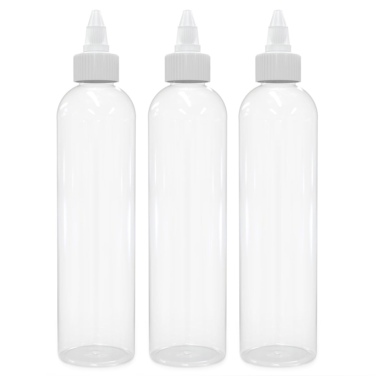 Brightfrom Twist Top Applicator Bottles, 8 Oz Crystal Clear, Squeeze Empty Plastic Bottles, Bpa-Free, Pet, Refillable, Open/Clos