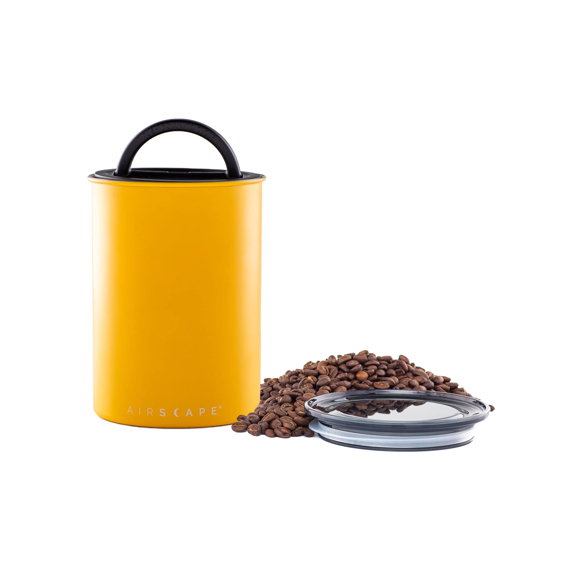 Planetary Design Airscape Stainless Steel Coffee Canister | Food Storage Container | Patented Airtight Lid | Push Out Excess Air