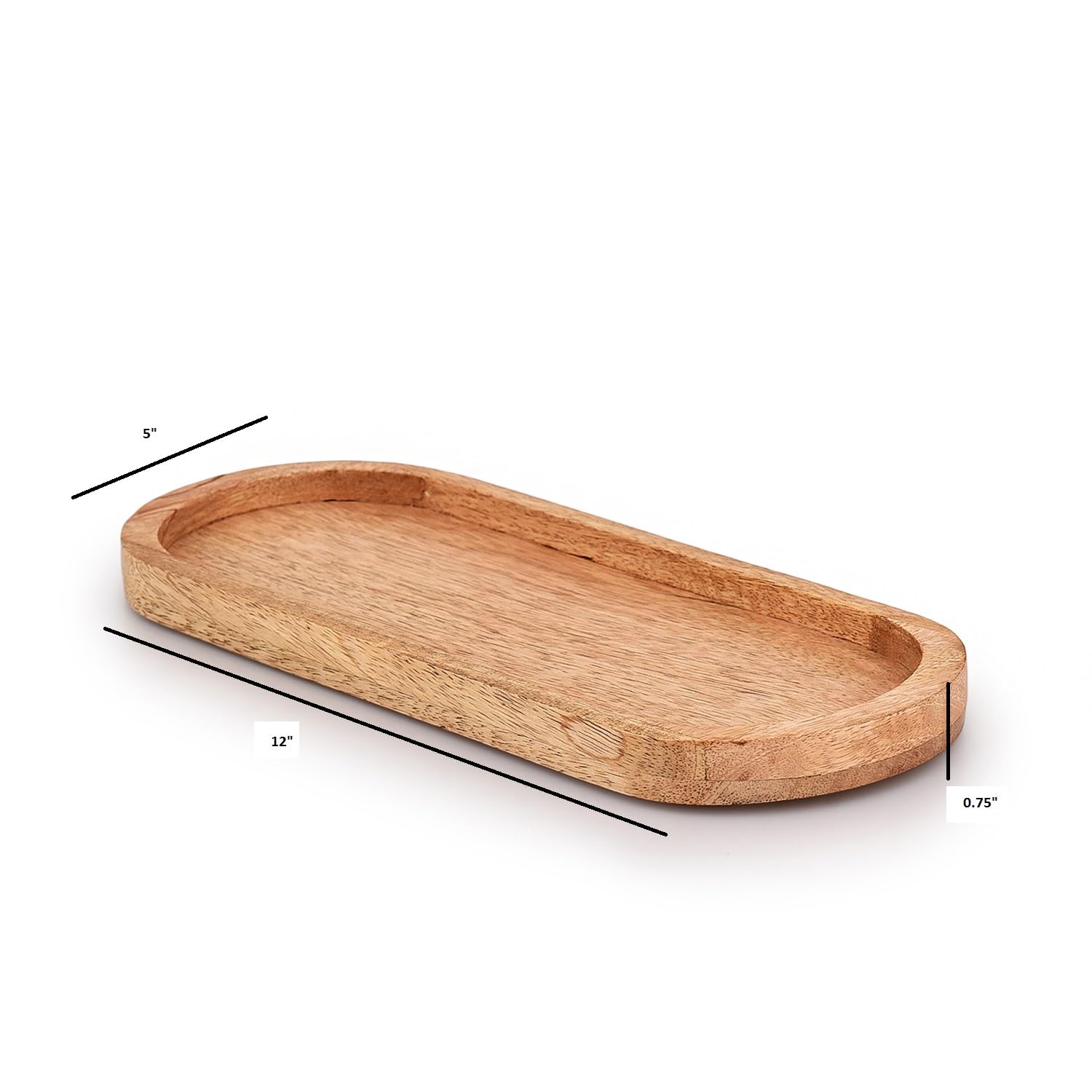 Samhita Mango Oval Wood Tray Set Of 3 Perfect For Food Holder/Bbq, Serve Cheese, Sushi, Holiday Snacks, And More. (12'' X 5'' X