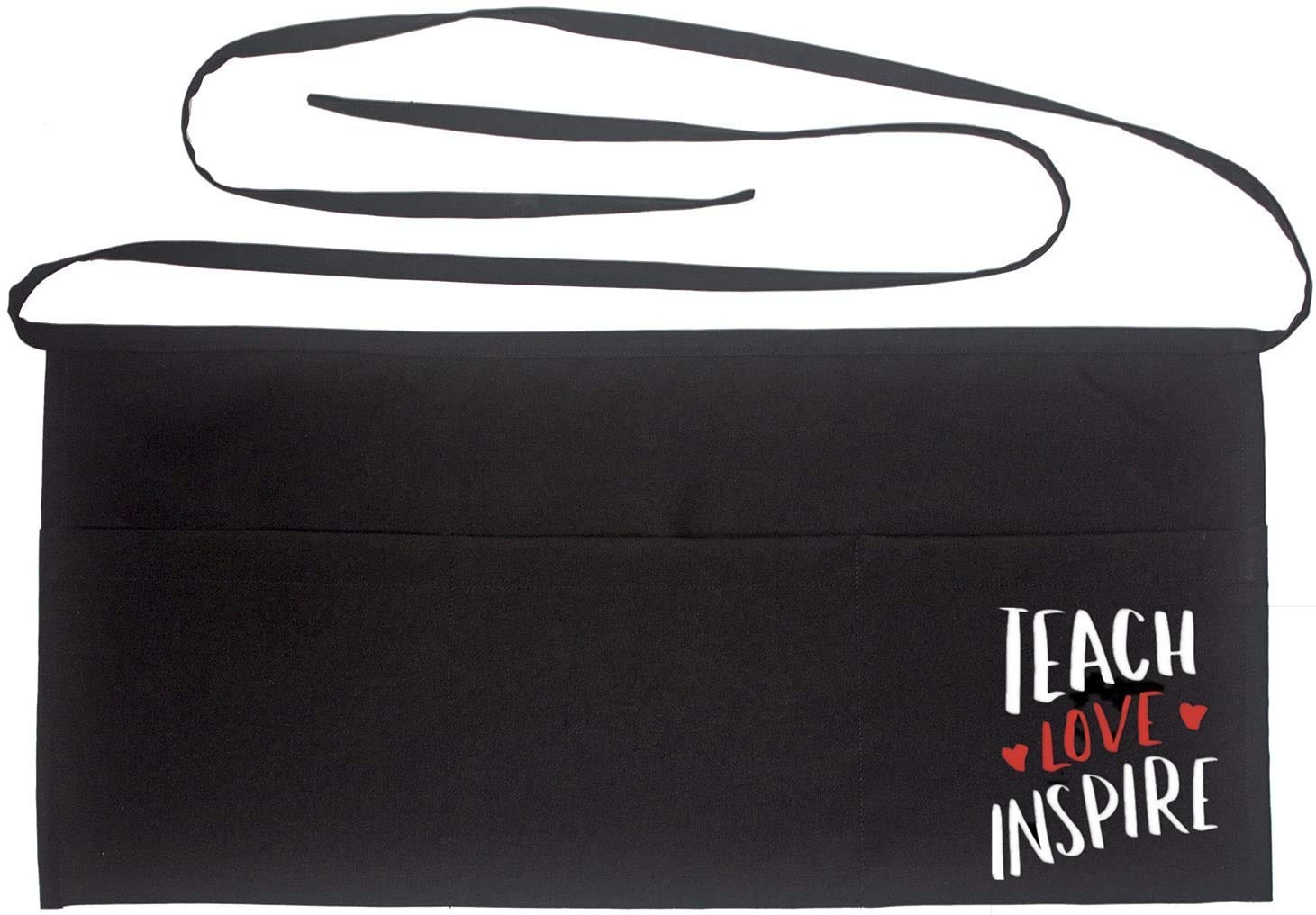 Waist Apron For Teachers With 3 Pockets Half Black Apron,Teachers Prefect Gift (Teach Love Inspirered)