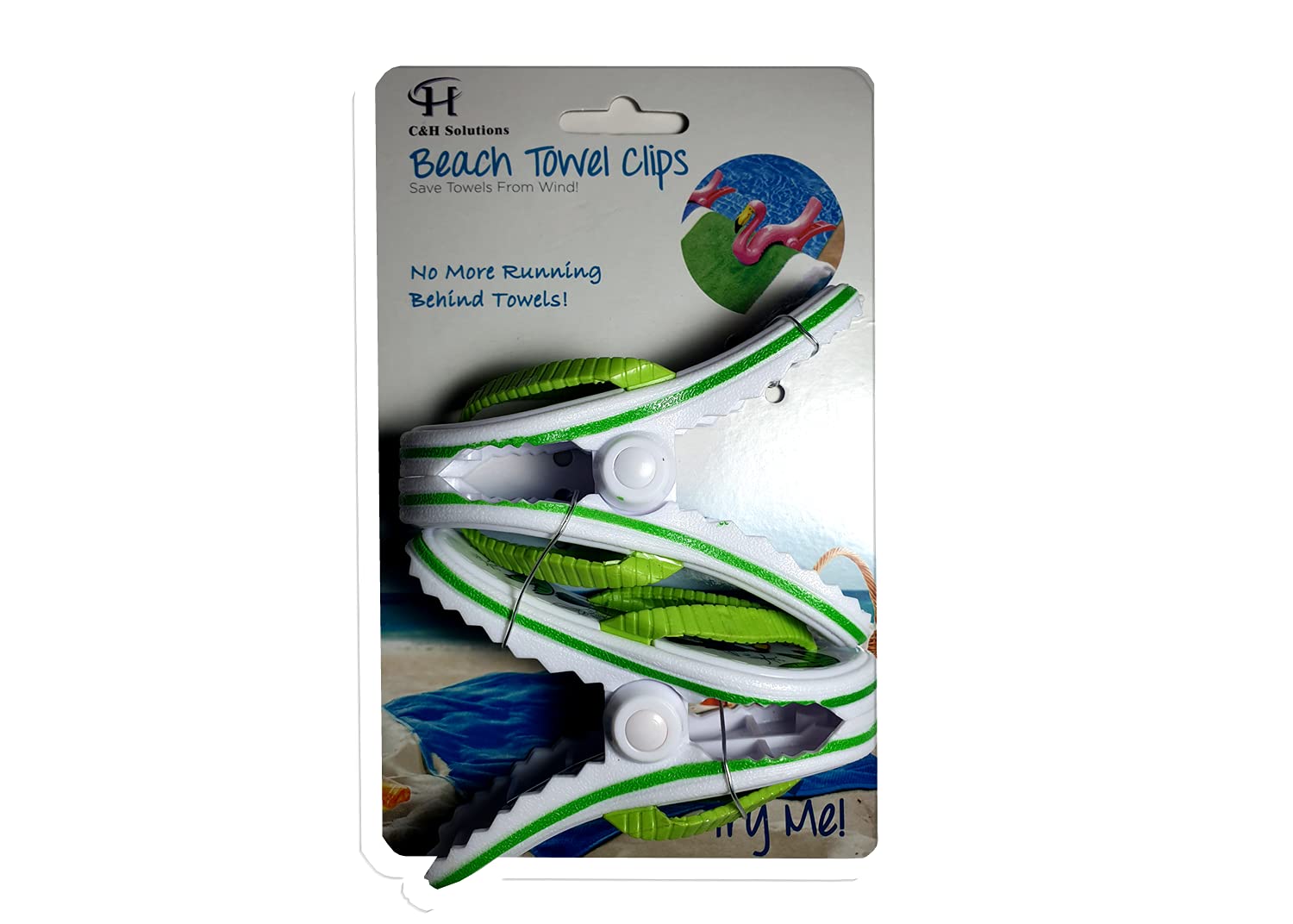 White Toucan Flopes Style Beach Towel Clips Jumbo Size For Beach Chair, Cruise Beach Patio, Pool Accessories For Chairs, Househo