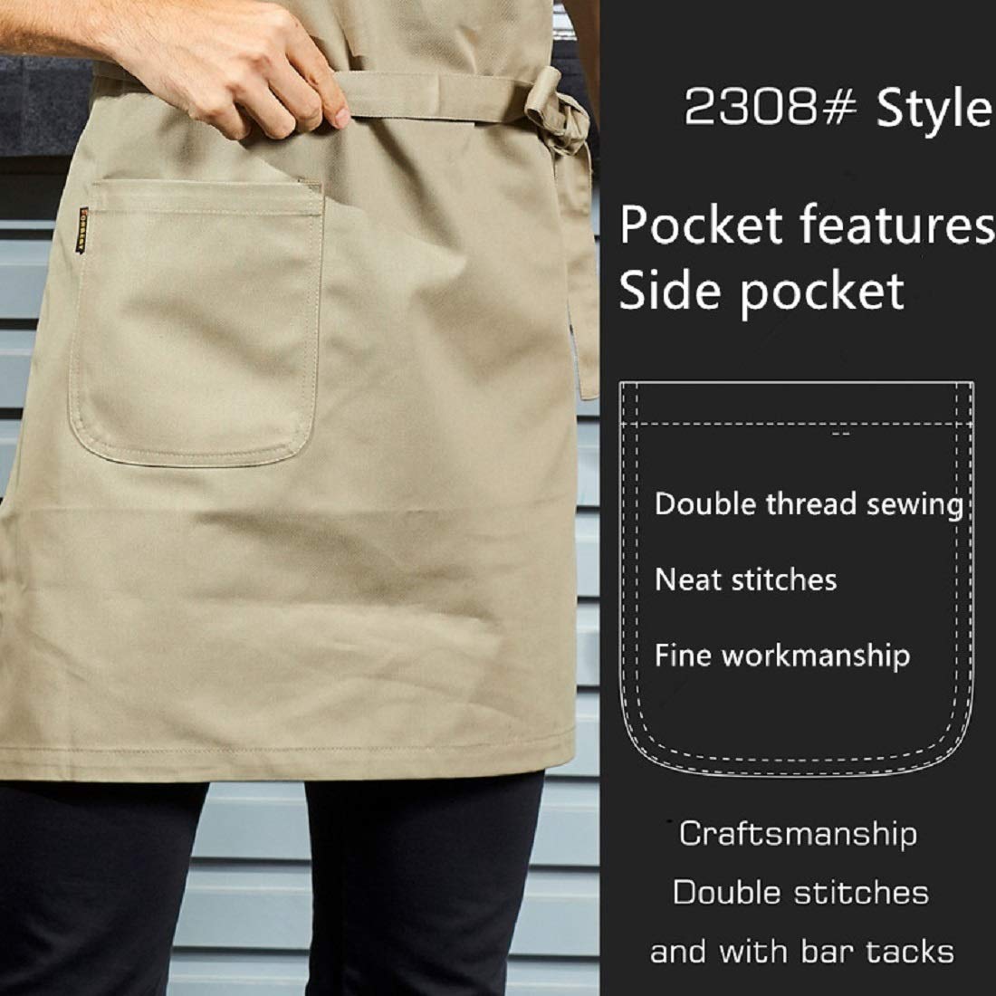 Lissomplume Unisex Cooking Kitchen Chef Aprons With Pocket - Black