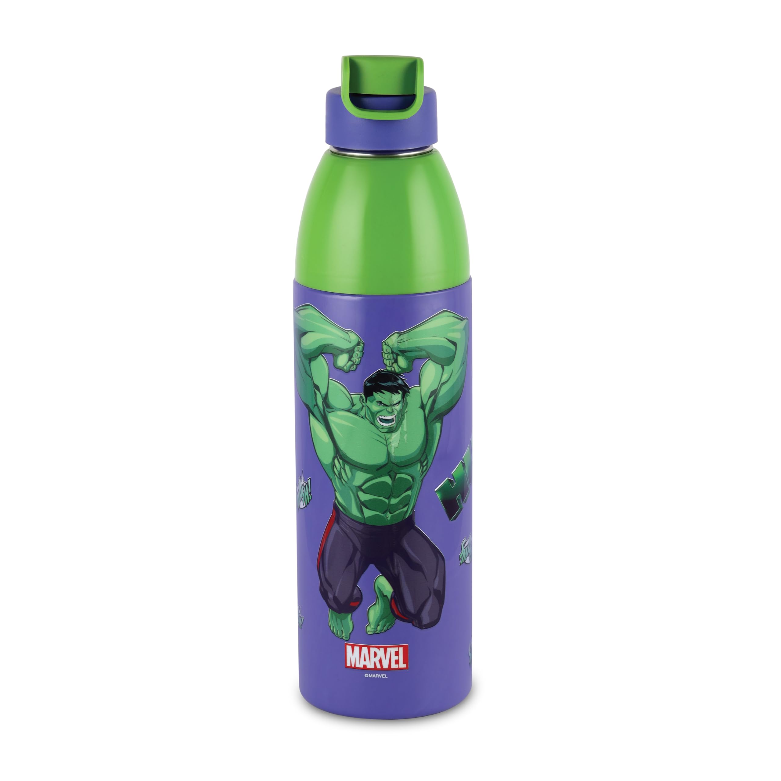 Cello Kidzbee Uranus 900 Hulk Smash Water Bottle 680Ml, Purple | 3D Touch & Feel Hulk Smash Design | Pu Insulated Inner Steel Ea