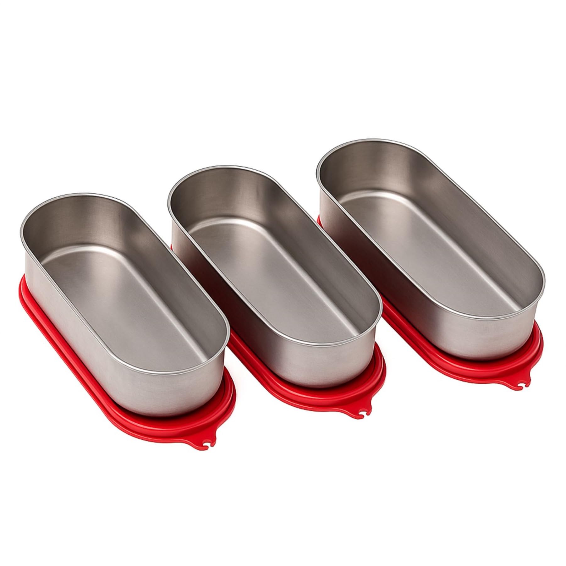 Signoraware 650Ml Each (Set 3) Flat Oval Stainless Steel Container With Lid, Food Grade Bpa Free, Airtight And Leak Proof Lid, F