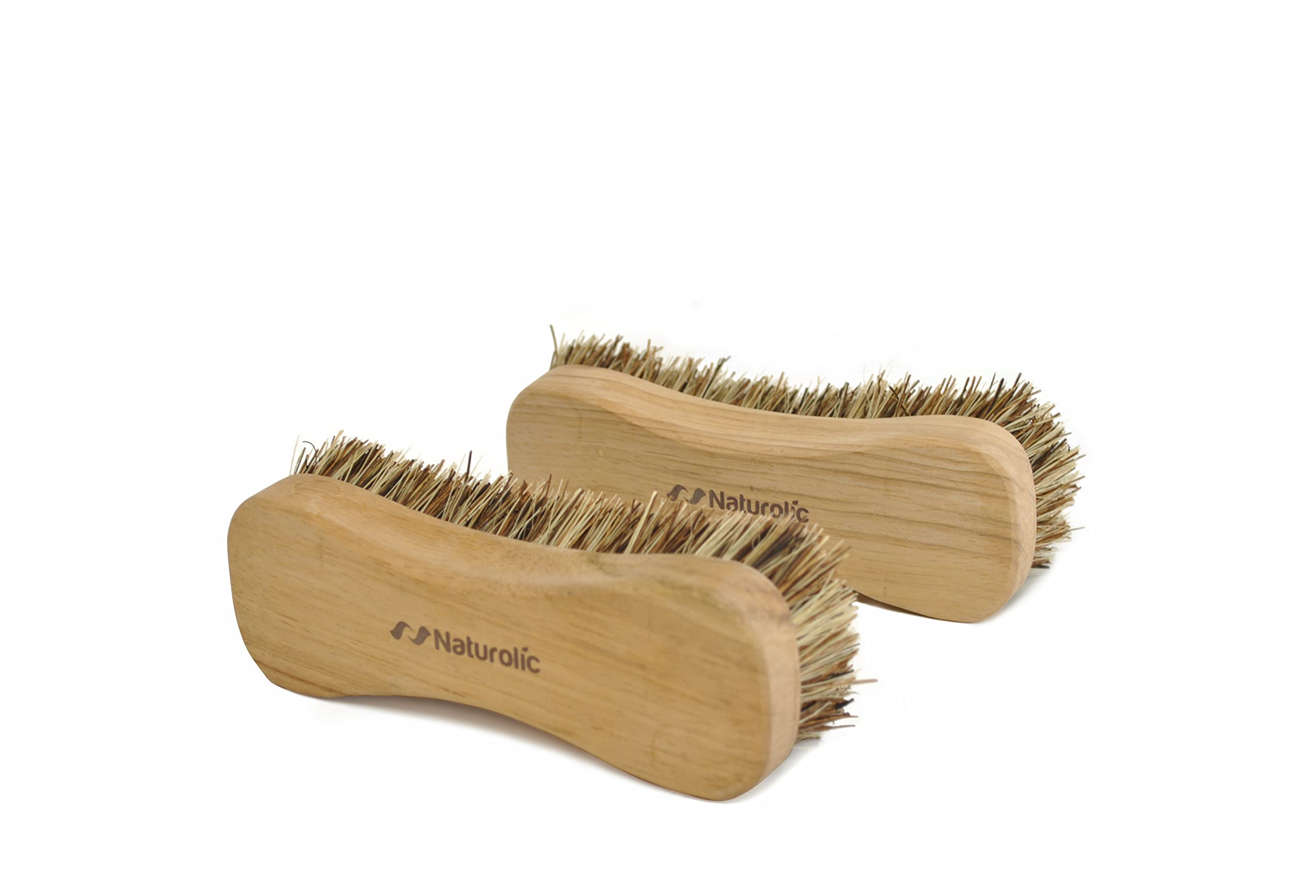 Naturolic All-Natural Wooden Scrub Brush Set | Wooden Handle | Palmyra Bristle Brush For Cleaning | Eco Friendly Cleaning Produc