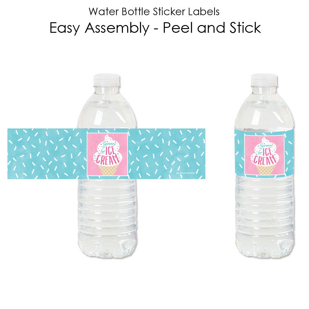 Big Dot Of Happiness Scoop Up The Fun - Ice Cream - Sprinkles Party Water Bottle Sticker Labels - Set Of 20