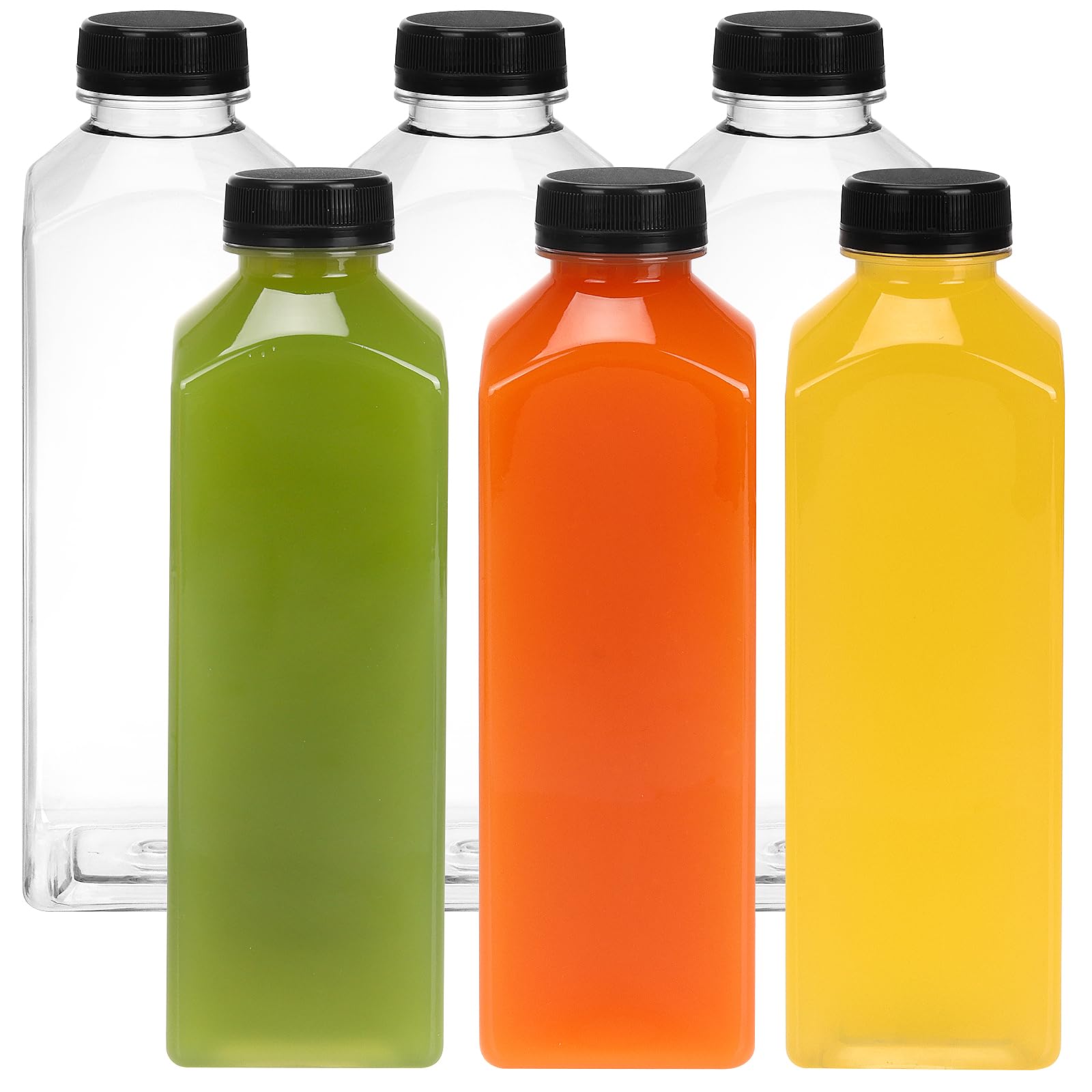 Moretoes 6pcs 23oz Plastic Juice Bottles with Caps, Clear Empty Reusable Water Bottles, Disposable Beverage Containers Bulk for 