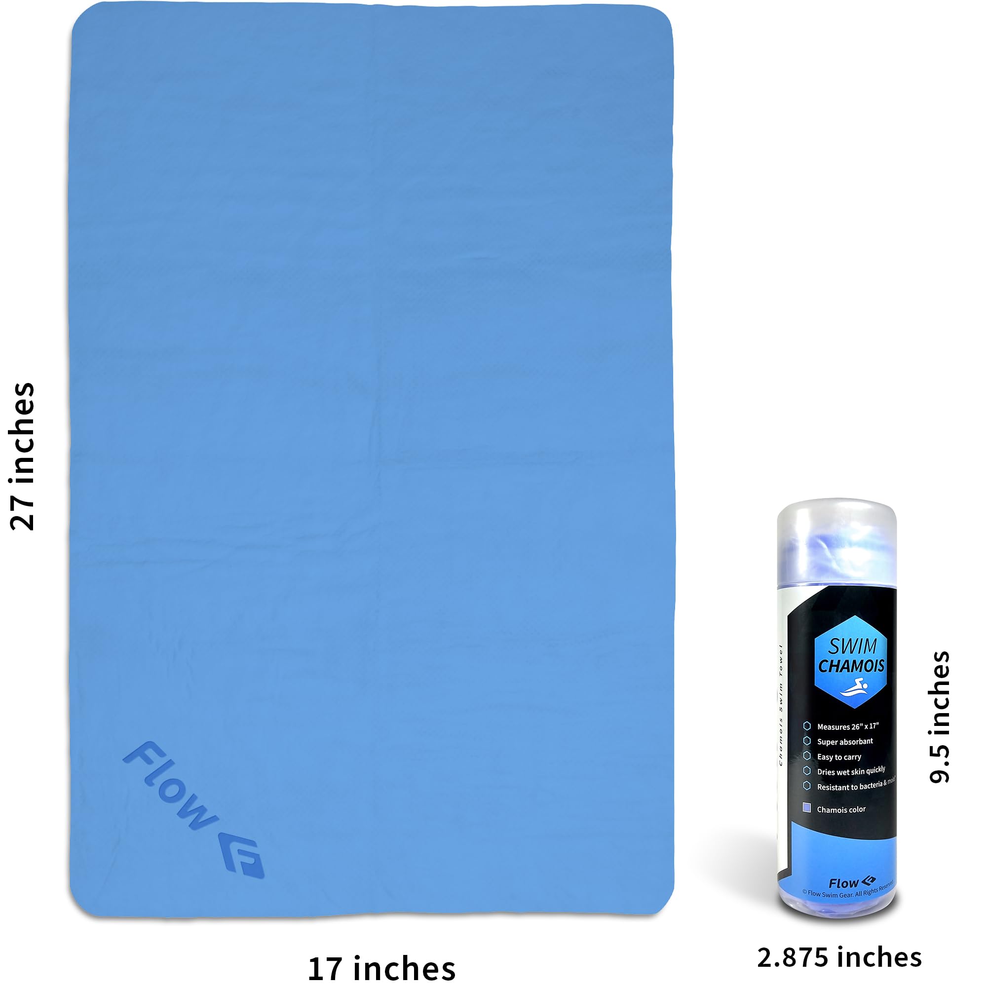 Flow Swim Chamois Towel - 26'' X 17'' (Blue)
