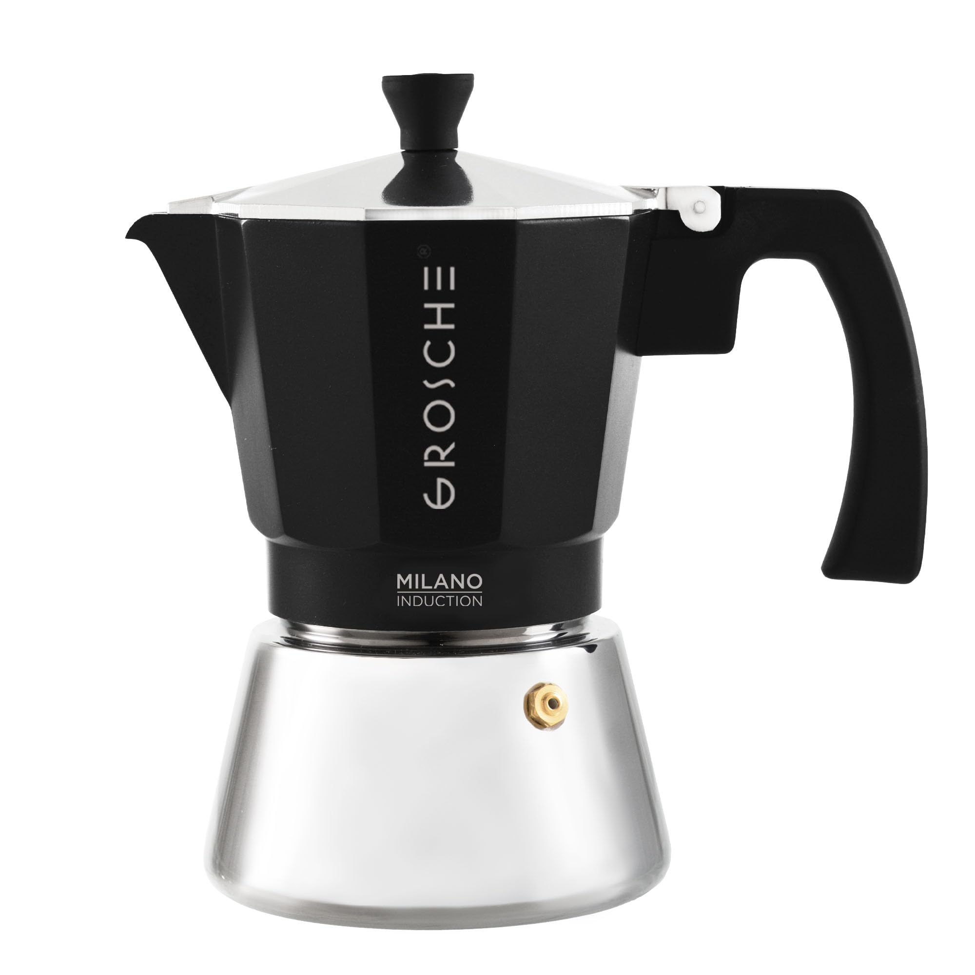 Grosche Milano Induction Stovetop Espresso Maker Moka Pot For Greca, Induction, Electric & Gas Stoves, Dishwasher Safe Stovetop