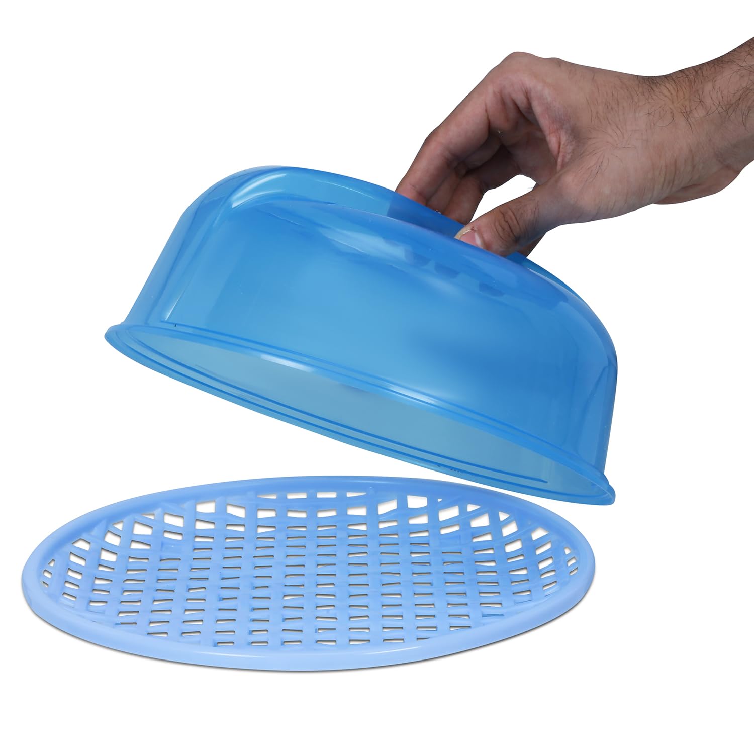 Comet Plastics Microwave Food Cover With Easy Grip Handle And Plate | Microwave Lid With Small Holes To Release Steam | Suitable