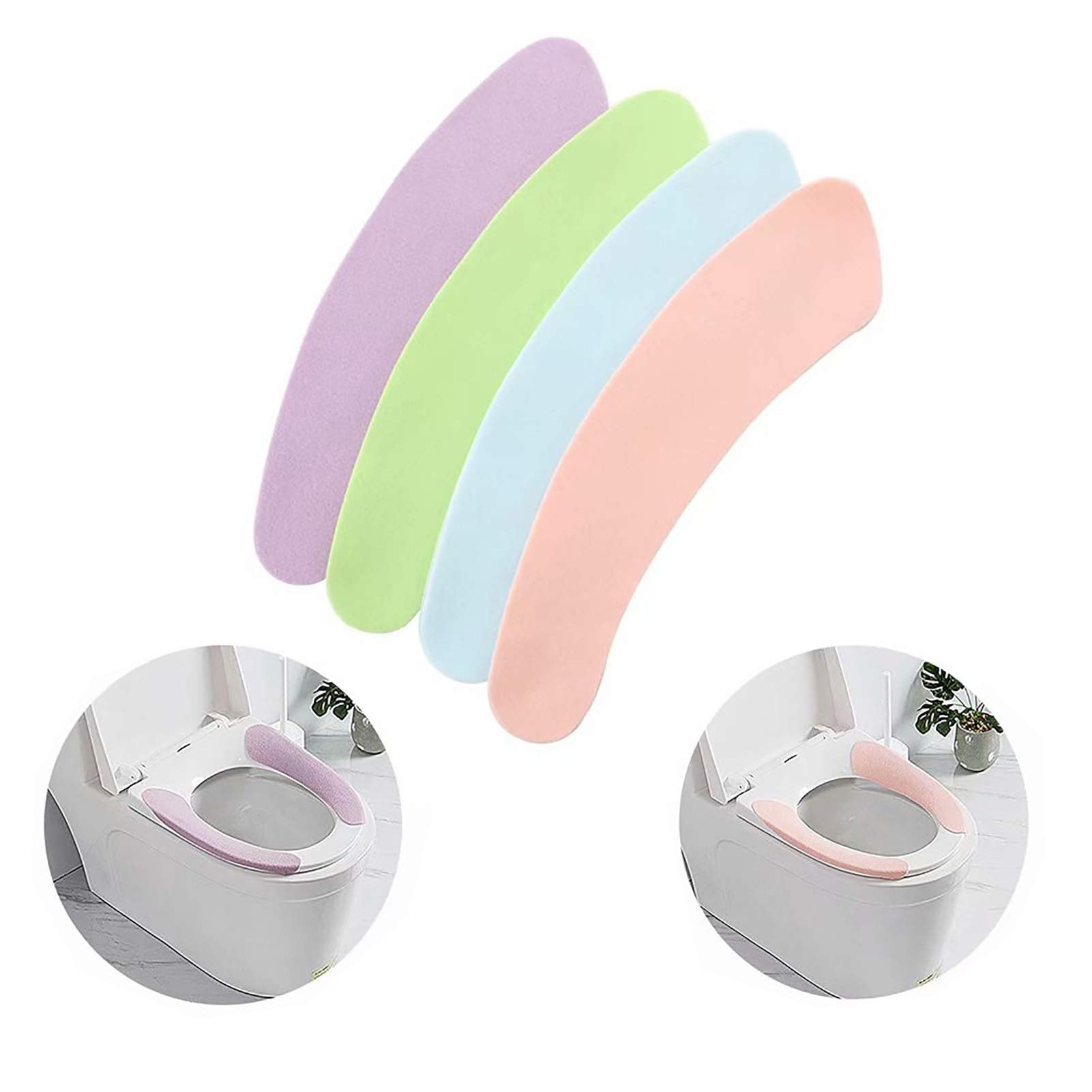 Bathroom Warmer Toilet Seat Cover Pads 4 Pack Washable And Reusable Cushion For Winter