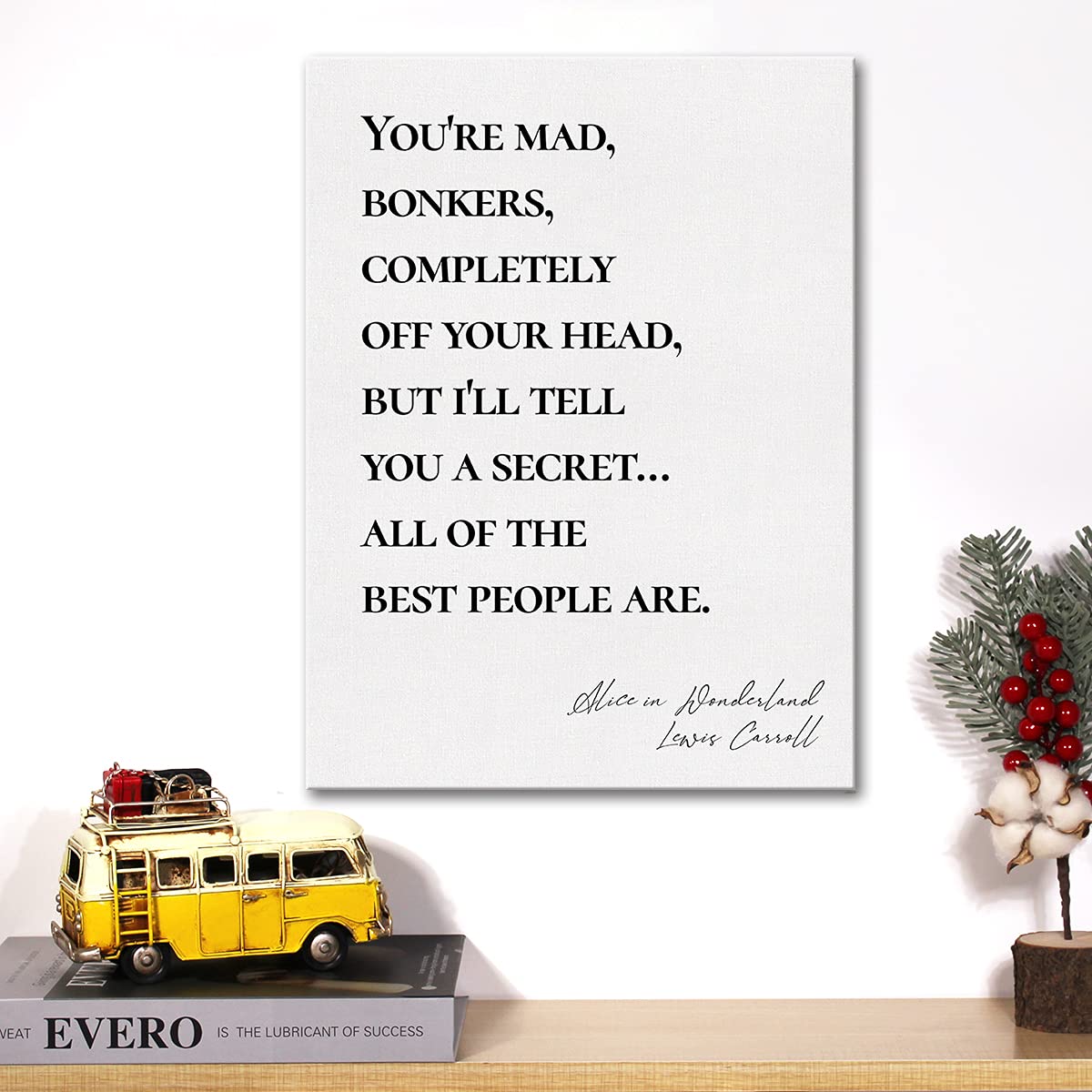 Canvas Wall Art Inspirational Alice In Wonderland Quote YouRe Mad Bonkers Canvas Print Positive Canvas Painting Home Bedroom Wa