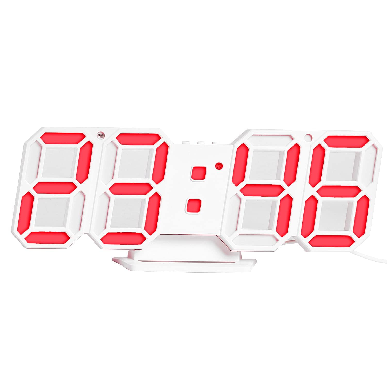 Sukee 3D Led Digital Wall Clock With 3 Level Adjustable Brightness Electronic Clock With Snooze Function Night Light Clock (Blac