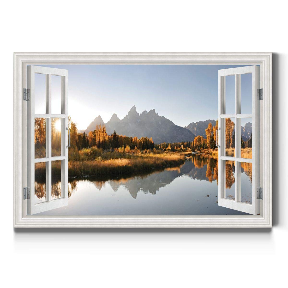 Renditions Gallery Nature Canvas Wall Art Home Paintings & Prints Mountain Snake River Forest Modern Window View Wall Hanging De