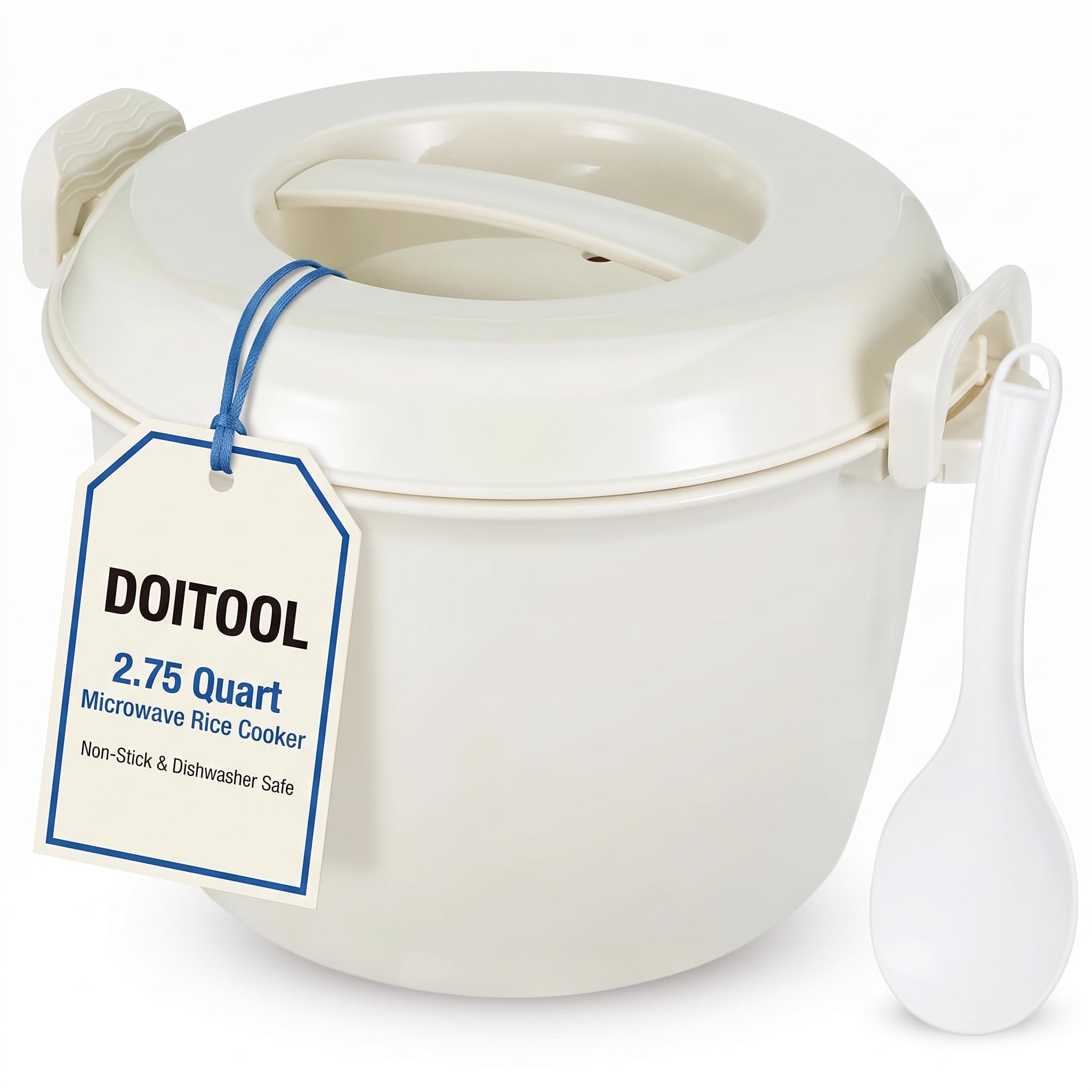 DOITOOL Microwave Rice Cooker 2.75 Quart Rice Steamer Cooker & Microwavable Pasta Maker with Steam Release Vent  10 Cups Large 