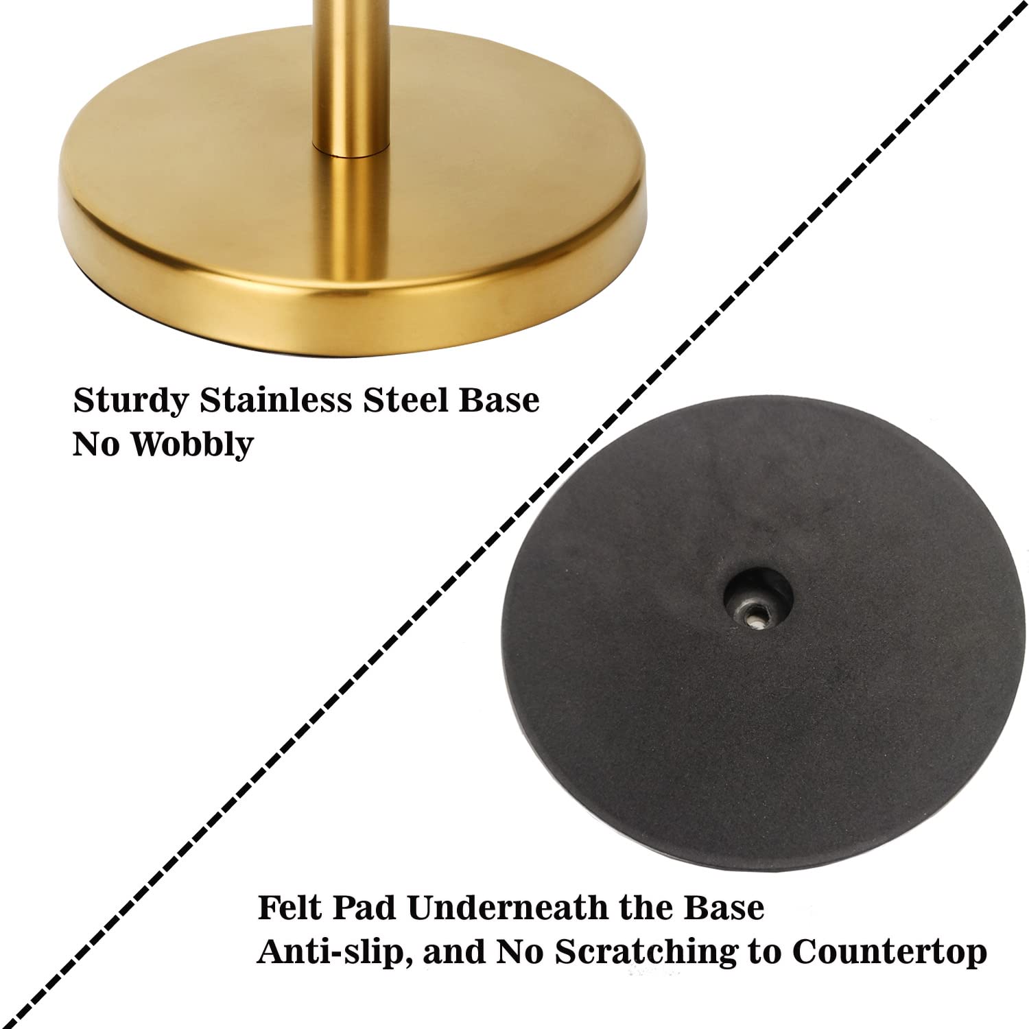 Sfemn Paper Towel Holder Countertop, Weighted Base For One-Handed Tear, Free Standing Paper Towel Holder Stand, Stainless Steel