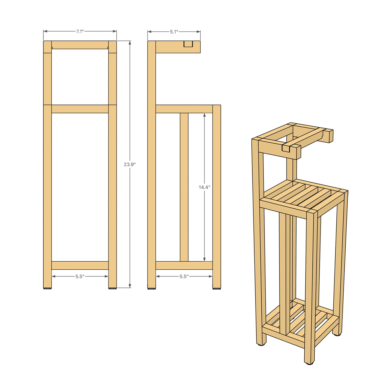 Solid Teak Toilet Paper Holder Stand With Shelf, Freestanding Bathroom Toilet Paper Roll Holder With Reserve, Standing Toilet Pa