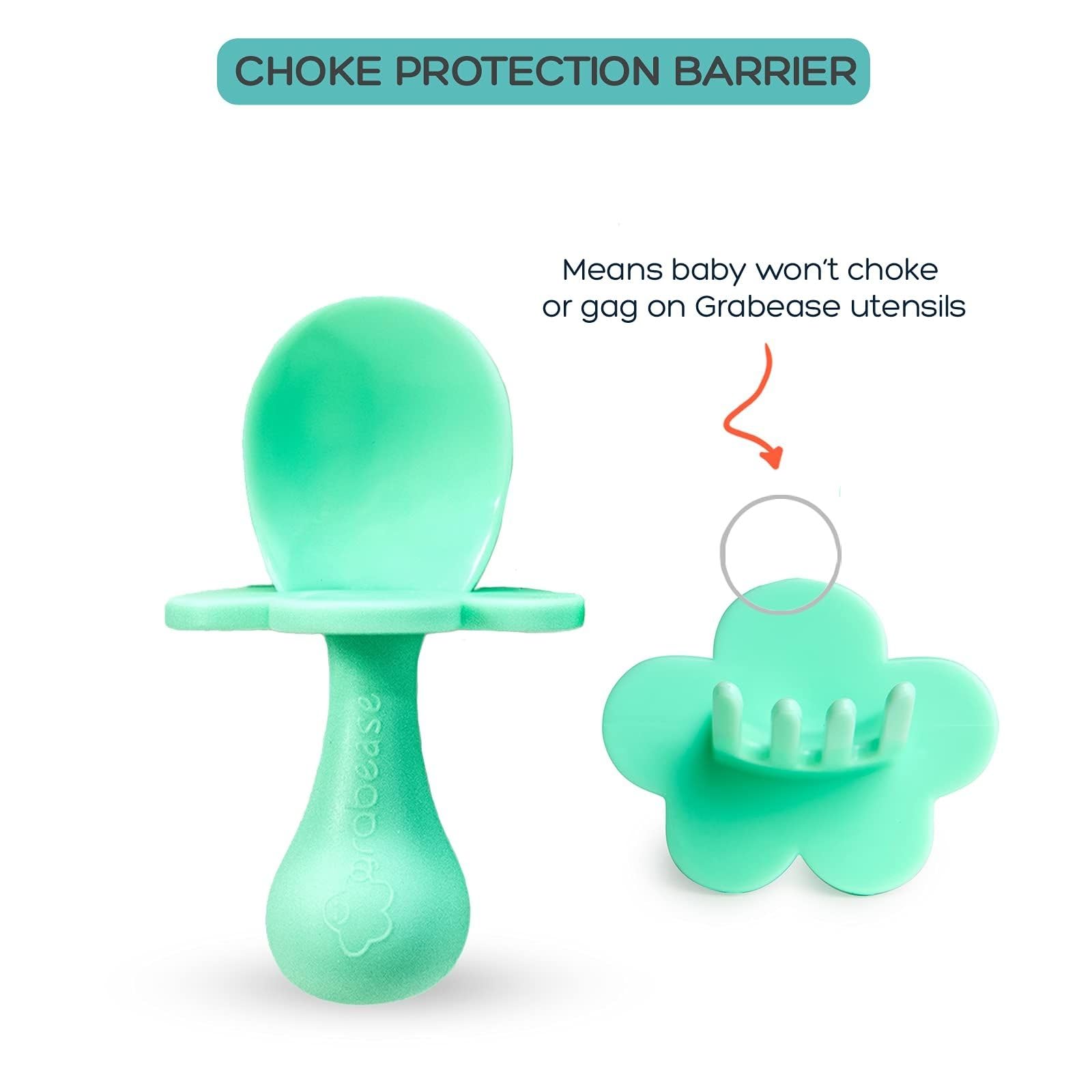 Grabease Baby Spoons Toddler Spoons Baby Silverware Toddler Utensils, BPA-Free & Phthalate-Free for Baby & Toddler, 1 Set, Mint