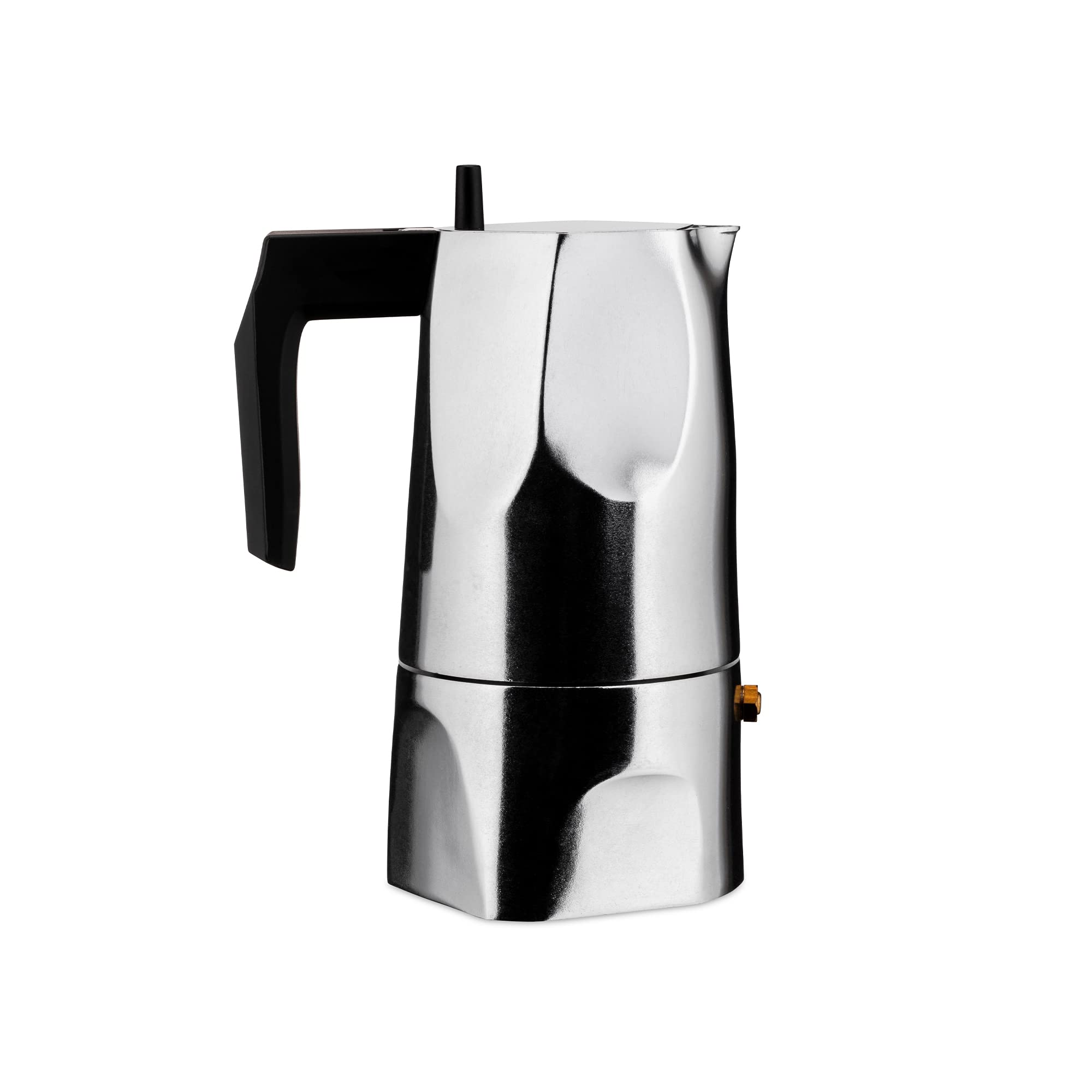 Alessi MT18/3 Ossidiana Stove Top Espresso 3 Cup Coffee Maker in Aluminium Casting Handle And Knob in Thermoplastic Resin, Black