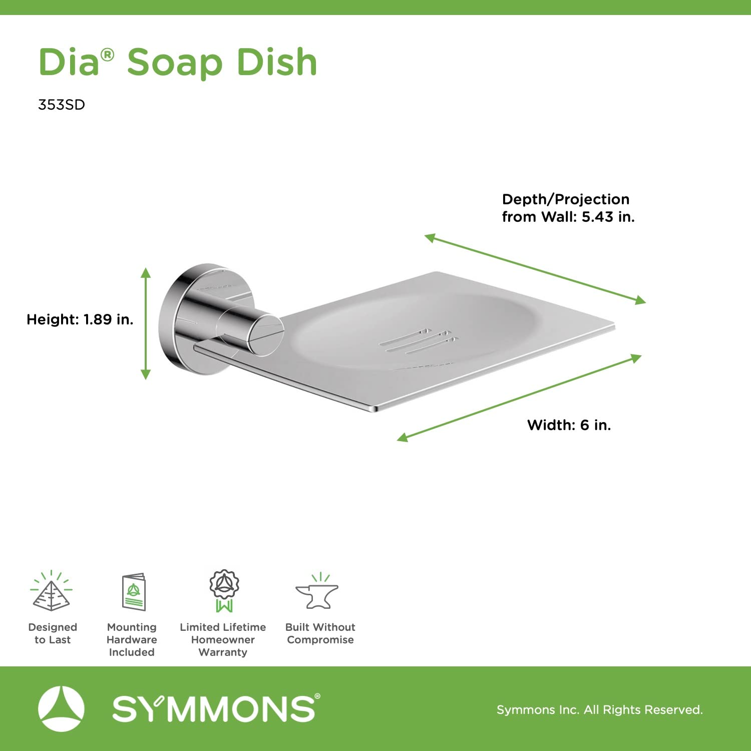 Symmons 353Sd Dia Wall-Mounted Soap Dish In Polished Chrome