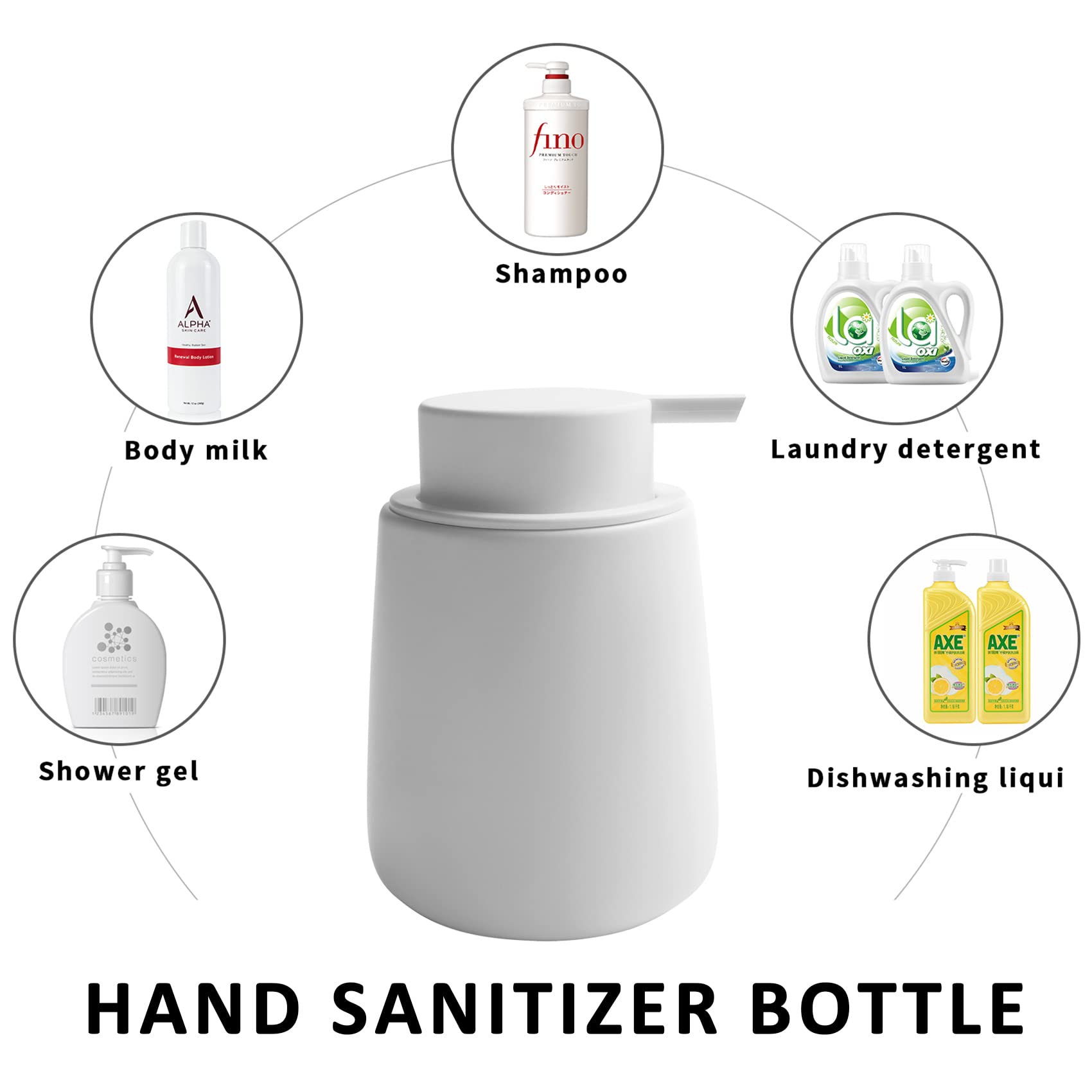 Toozfo Soap Dispenser Ceramic With Easy-To-Press Pump Hand Lotion Liquid Dispenser For Shampoo Bathroom Kitchen 12 Oz White