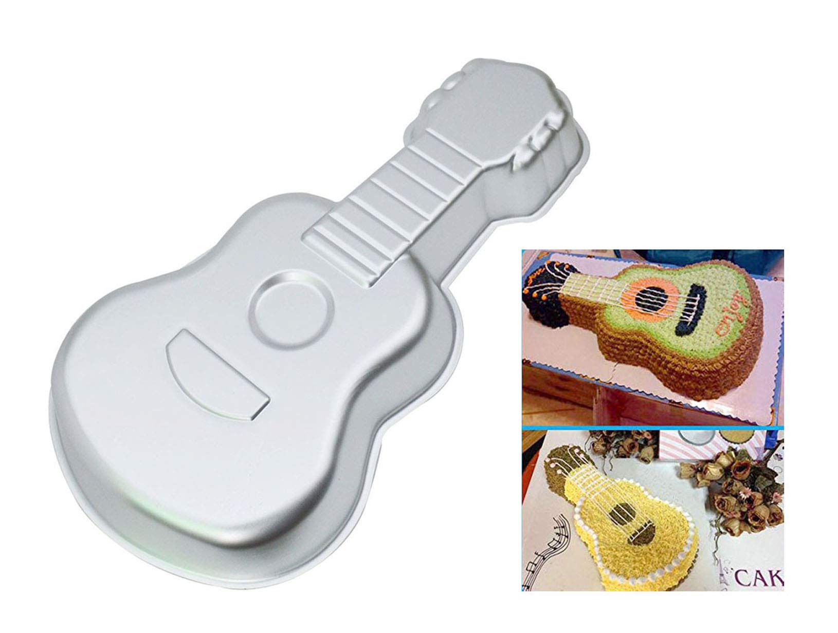 Zdywy 16.5 Inch Guitar Shaped Aluminum 3D Baking Mould Cake Mold Tin Birthday Cake Pan - Guitar