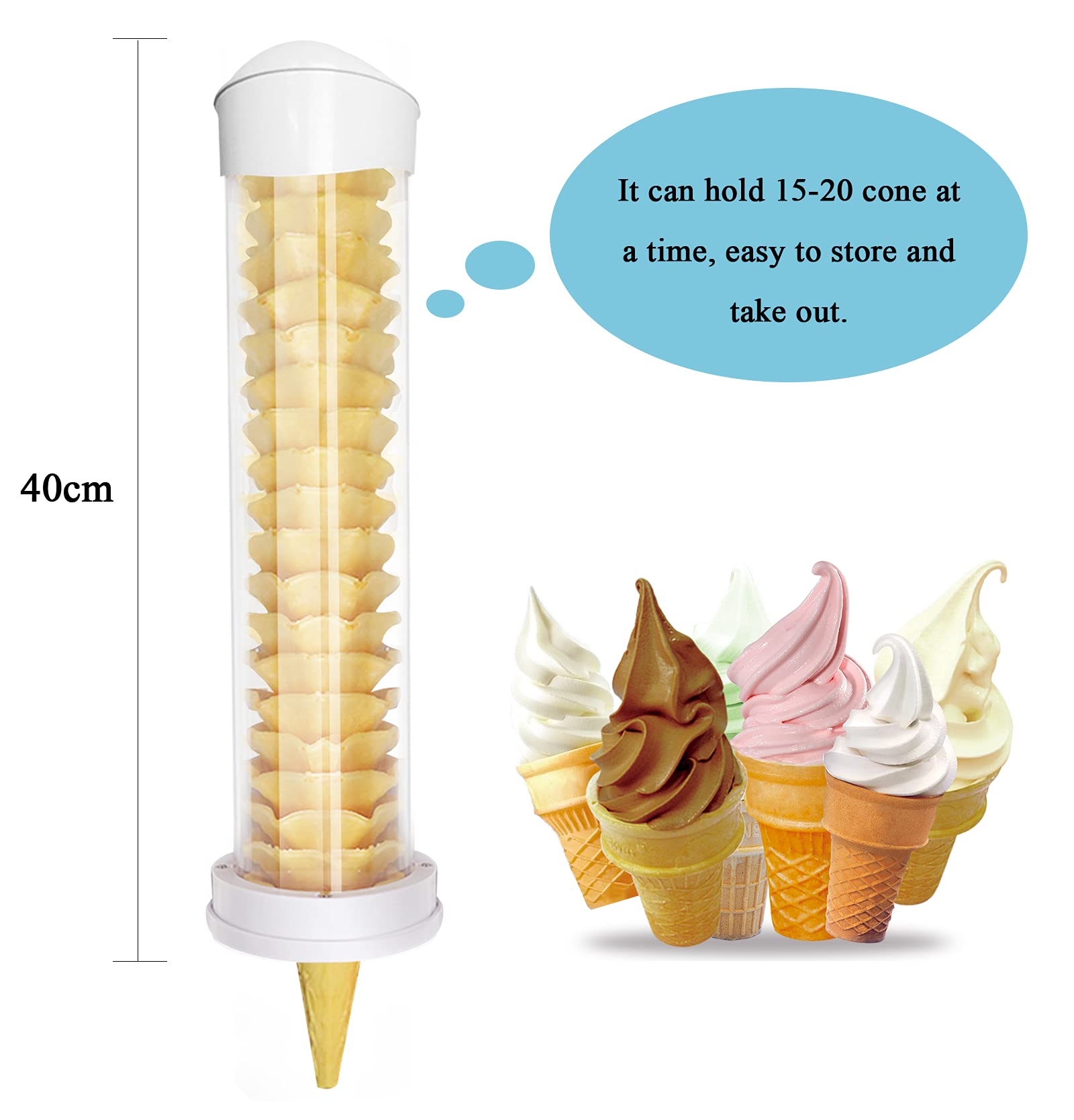 Kunhewuhua Ice Cream Cone Dispenser-16L X 3 Dia Plastic Tube With 1.6-2.6Ins 2.4-3 Ins Gasket