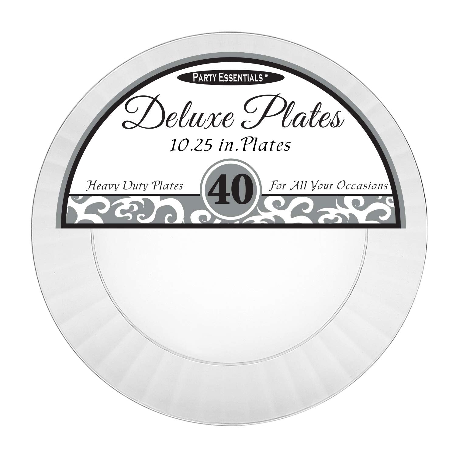 Party Essentials Deluxe Quality Hard Plastic 40 Count Party/Dinner Plates, 10-1/4-Inch, Clear