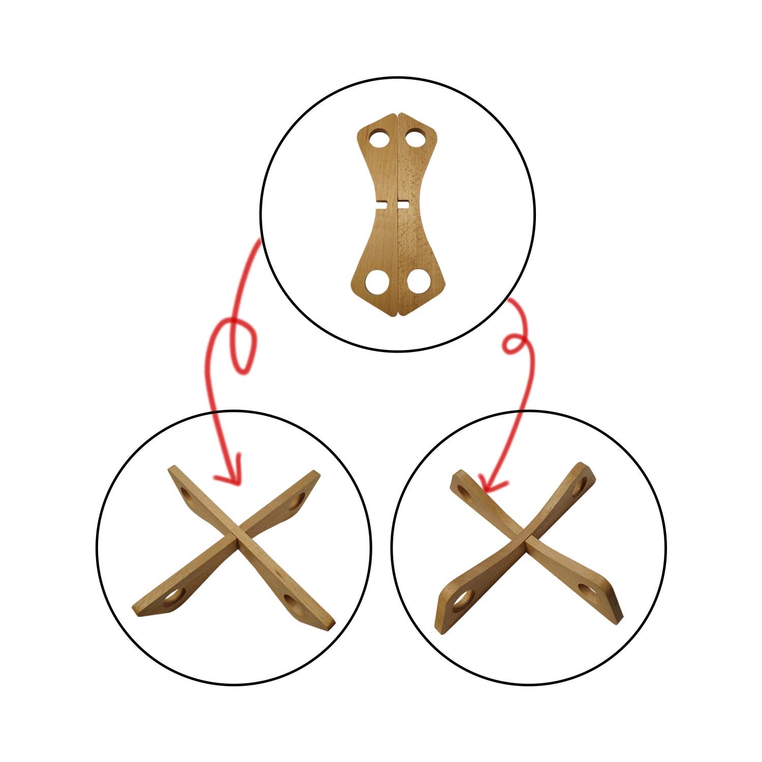 Zhensanhuan Wood Trivet Reversible Pot Holder Detachable