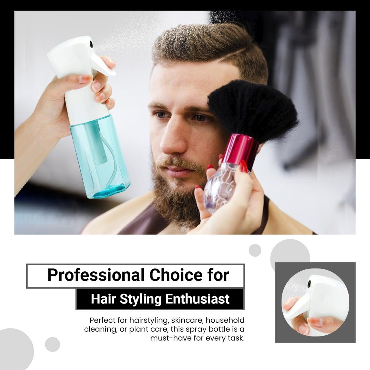 Continuous Mist Spray Bottle - Ultra Fine Mist For Hair Styling, Salon Use, And Versatile Applications - Ideal For Plants, Clean