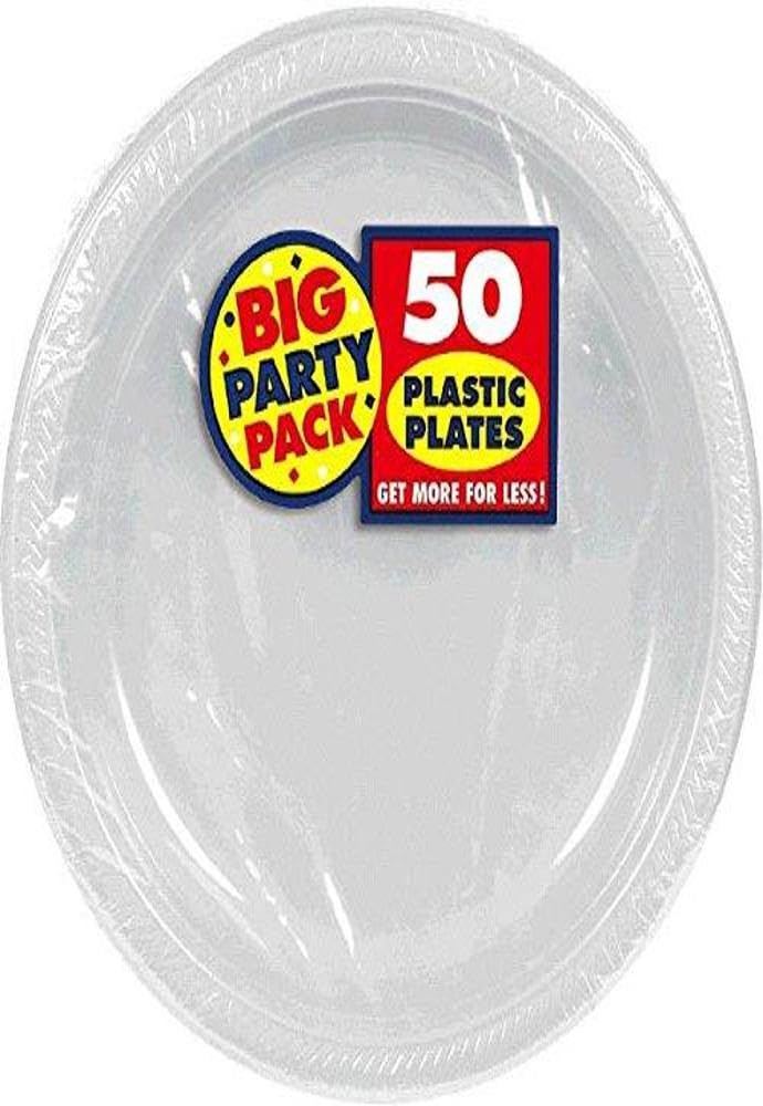 Silver Round Disposable Plastic Plates - 7'' (Pack Of 50) | Sturdy Dinnerware For Parties, Events & Everyday Use