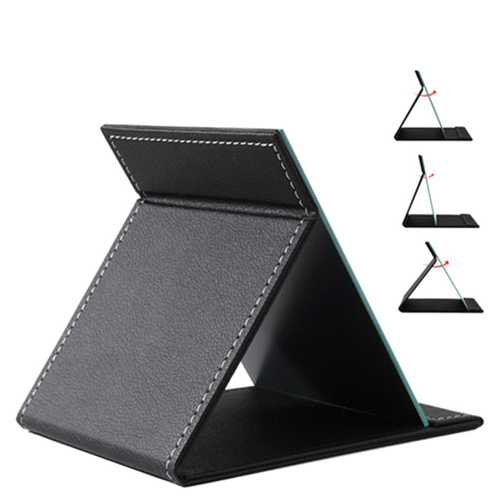 JOLY Protable PU Leather Mirror Folding Desktop Makeup Mirror with Adjustable Stand for Personal Use,Travelling (M, Red)
