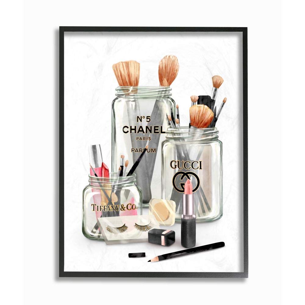 Stupell Industries Fashion Brand Makeup In Mason Jars Glam Design Framed Giclee Art Design By Ziwei Li