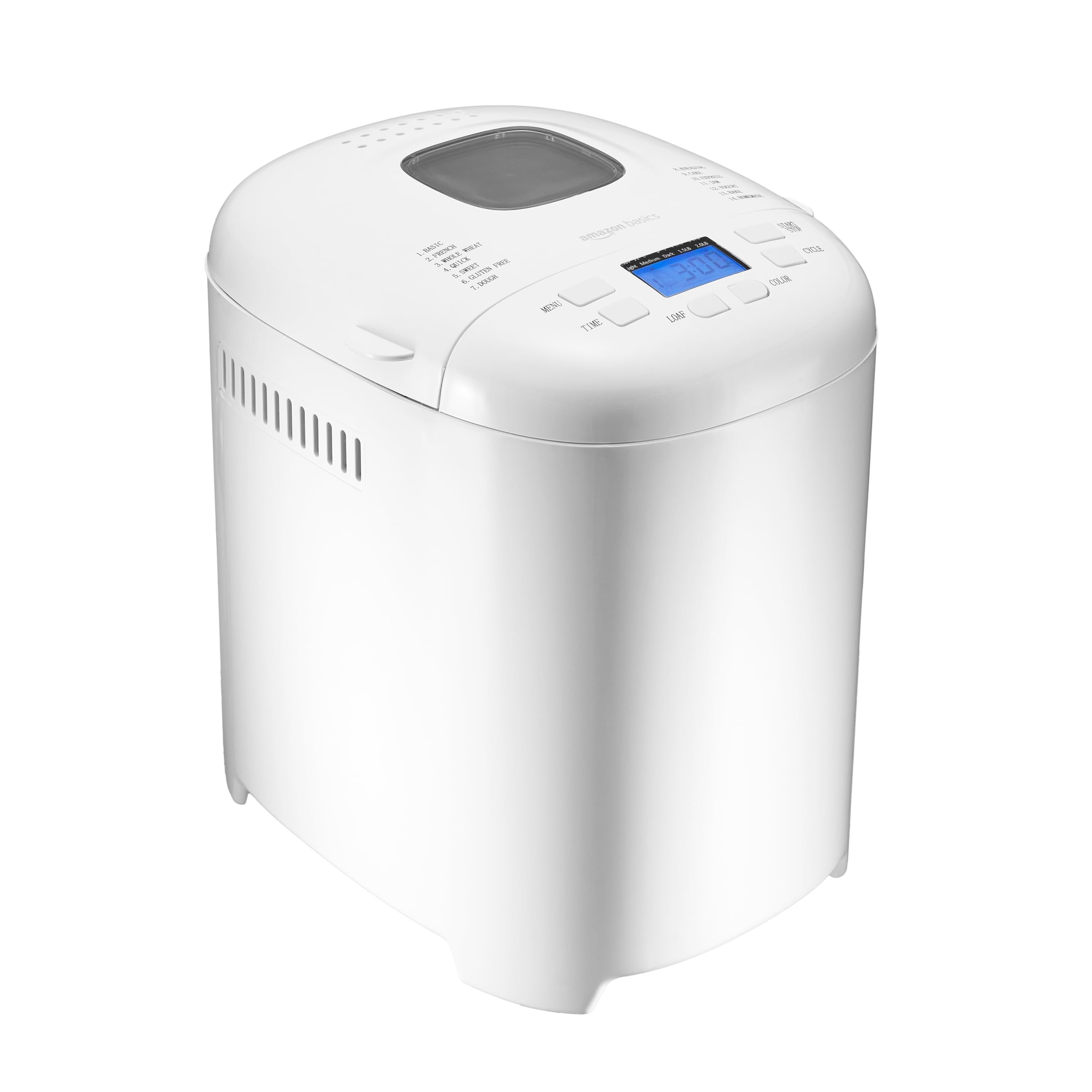 Amazon Basics Programmable Bread Maker, 2 Pound Non-Stick Automatic Bread Making Machine, 14 Settings for Breads, Doughs, Gluten