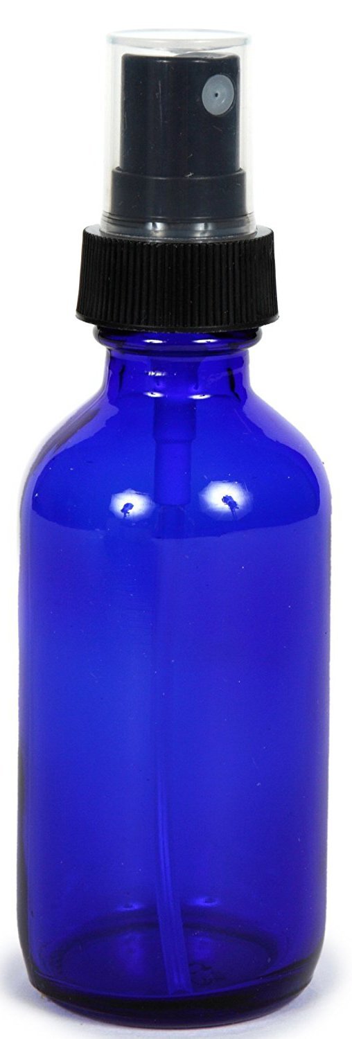 Manufacturer Direct Cobalt Blue Glass Spray Bottle (2 Oz, 4 Pk) With Bonus Waterproof Labels, Fine Mist Sprayer
