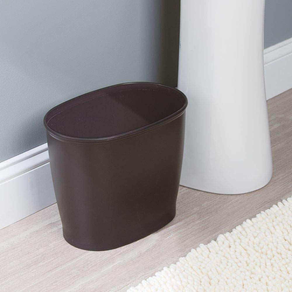 Idesign Oval Plastic Trash Can For Bath, Bedroom, Office - The Kent Collection - 12'' X 8'' X 10'', Bronze
