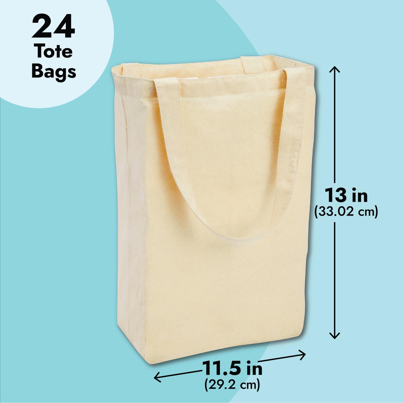 Juvale Set Of 24 Bulk Blank Cotton Canvas Tote Bags For Women, Diy, Arts And Crafts Projects, Reusable Shopping Bags For Groceri