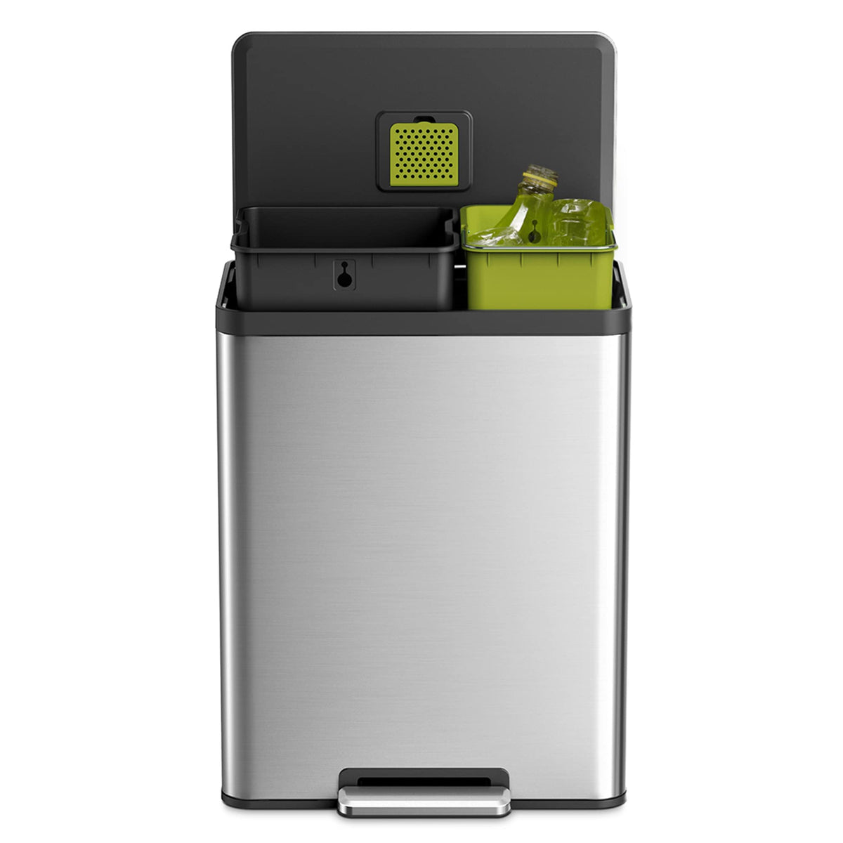 Eko Ecocasa Ii 36L+24L Dual Compartment Kitchen Recycle Trash Can, Stainless Steel Finish