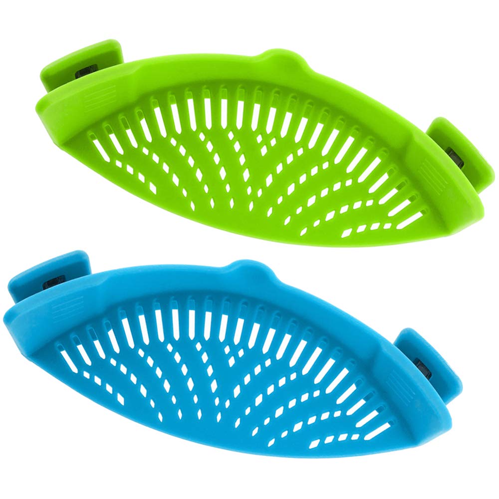 Snap Strainer, Dakuan 2 Packs Of Hands-Free Clip-On Heat Resistant Colander Pour Spout For Pasta Vegetable Noodles Pot Bowl Pan