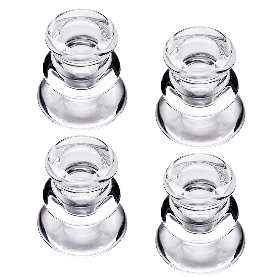 Clear Glass Candlestick Holders, Set of 4 Taper Candle Holders for Wedding, Decoration and Dinning