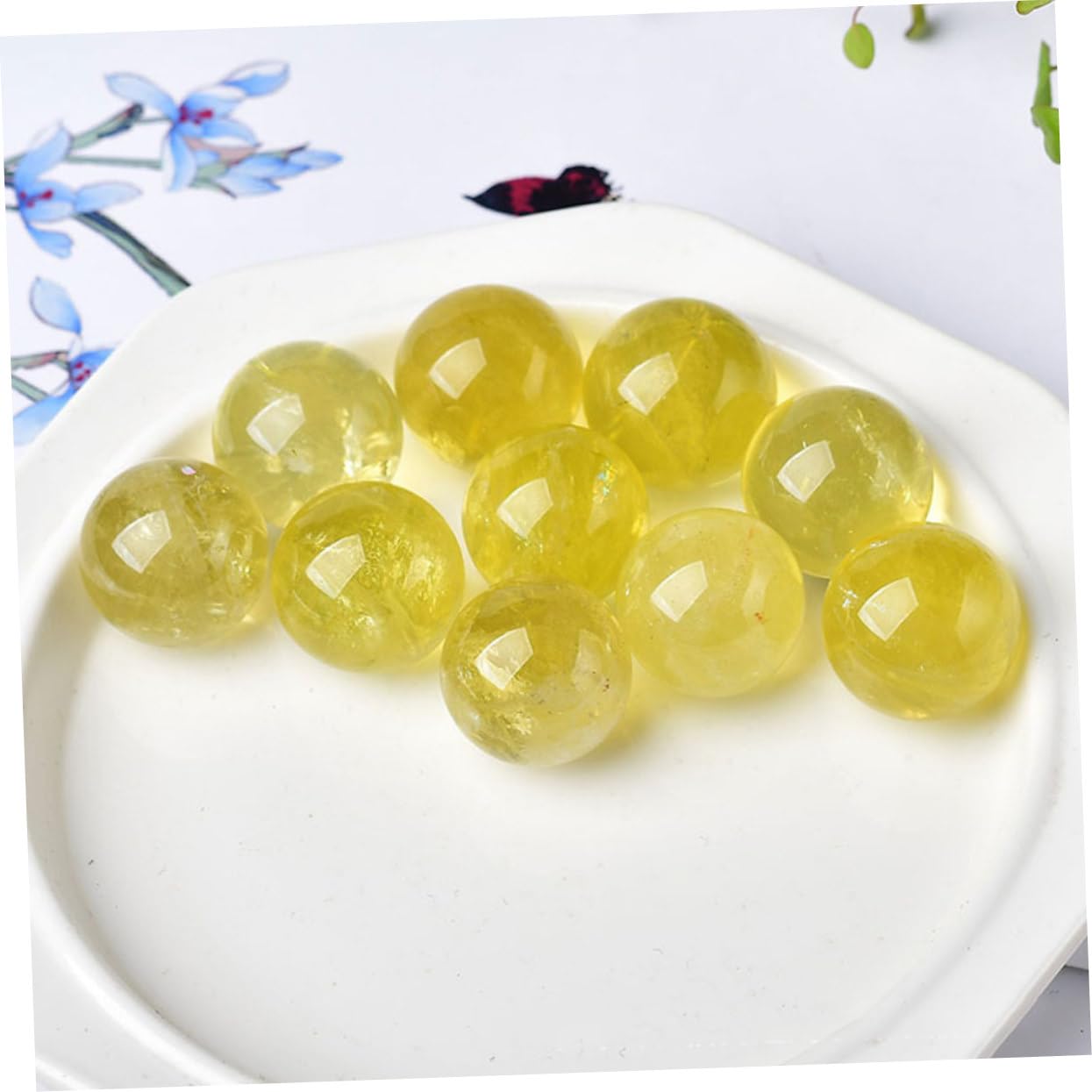 BESTOYARD 2 Pcs Citrine Ball Dinning Table Decor Dining Table Decoration Table Decorations Decorative Sphere Decor for Table Gem