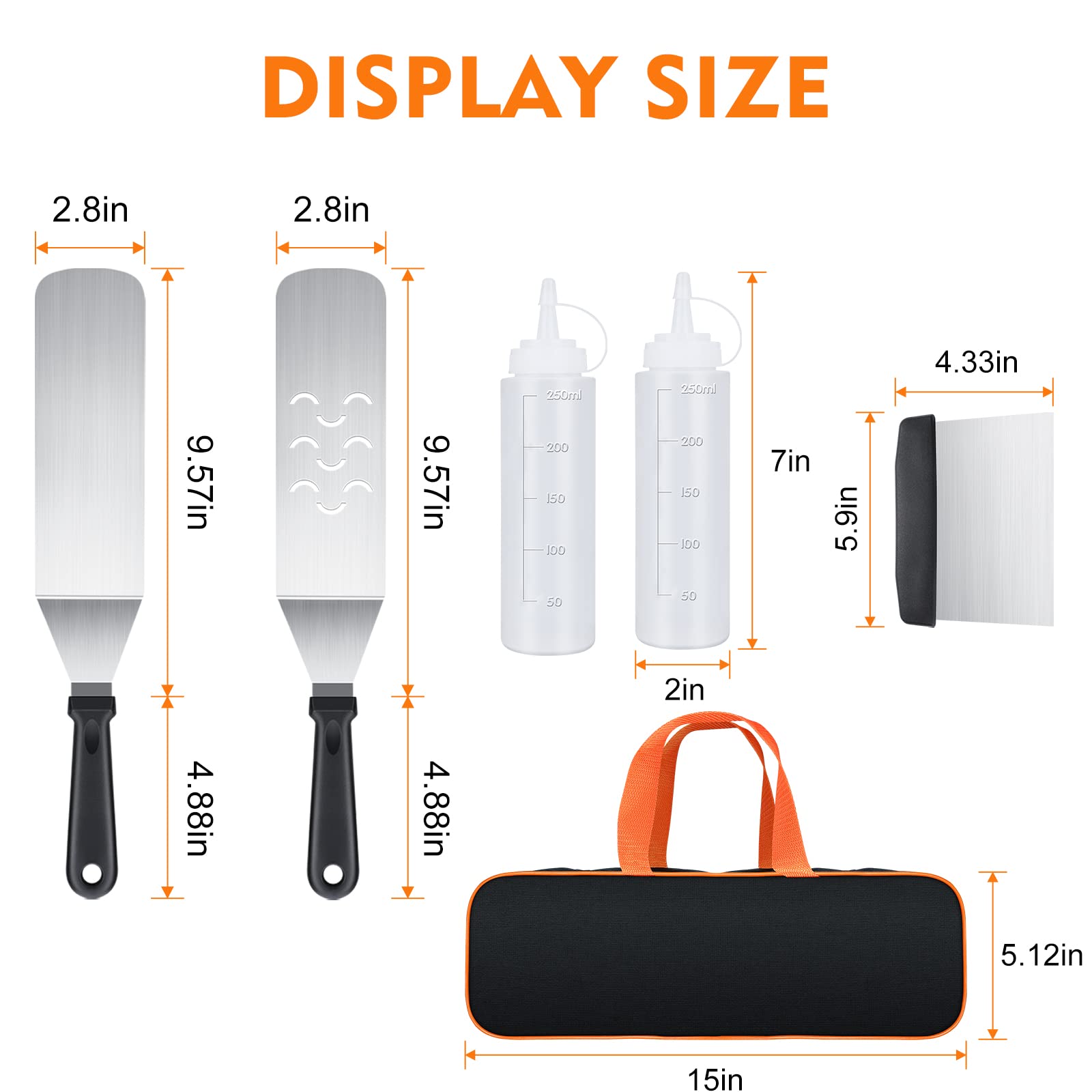 Blackstone Griddle Accessories Kit, 6Pcs Flat Top Grill Accessories Set For Blackstone And Camp Chef With Spatula & Carry Bag, G