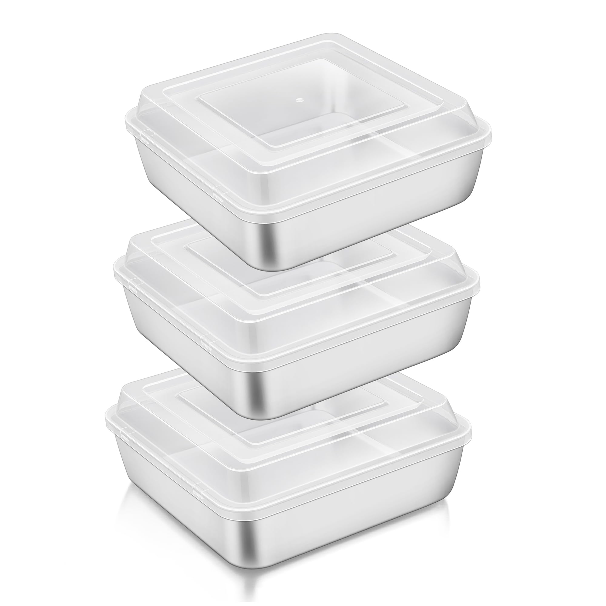 Teamfar 6 In Square Cake Pans, Stainless Steel Mini Square Lasagna Cake Brownie Pan For Baking Roasting, Non-Toxic & Sturdy, Bru